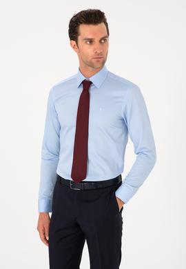 Açık Mavi Slim Fit Pamuklu Klasik Gömlek
