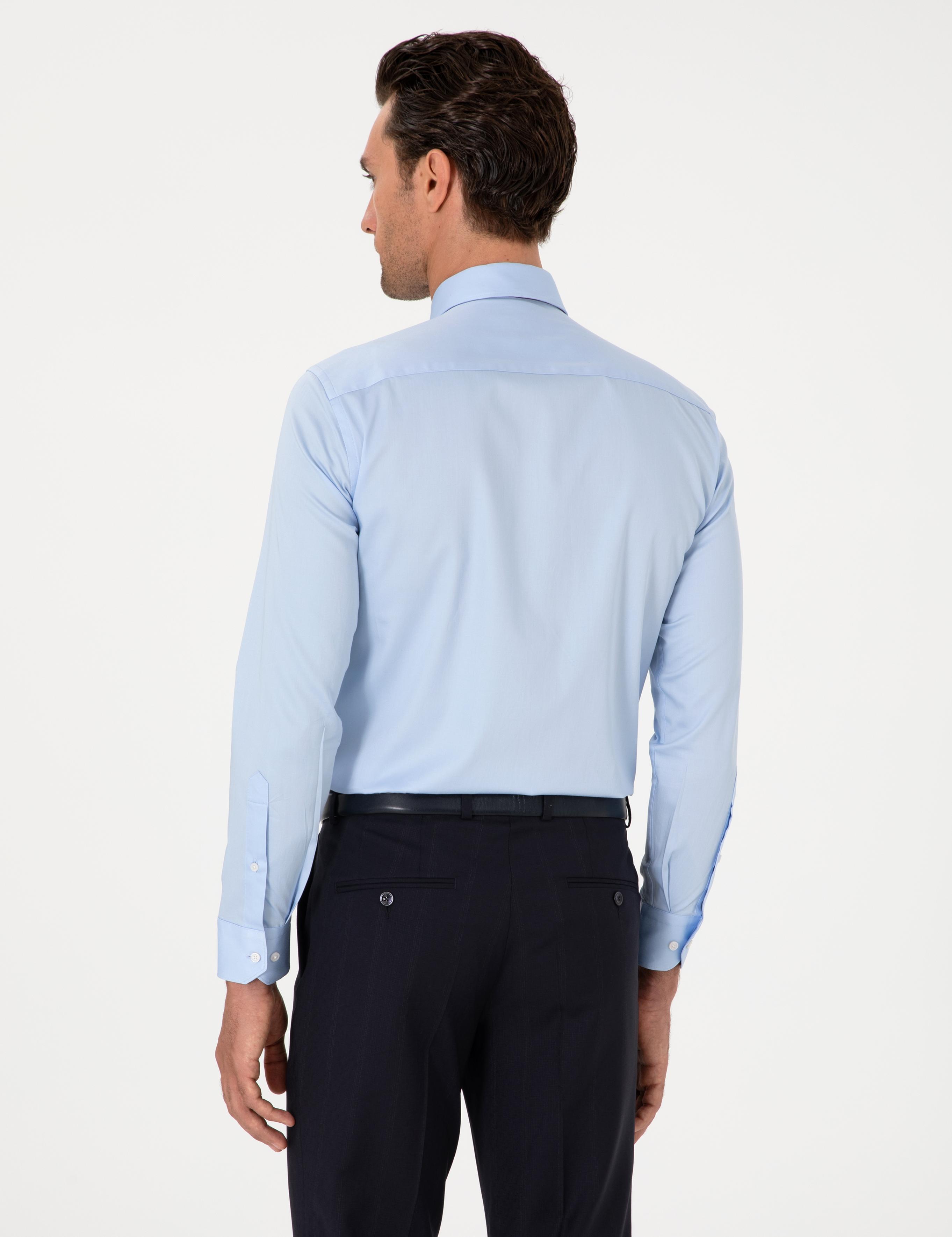 Açık Mavi Slim Fit Pamuklu Klasik Gömlek - 50311551022