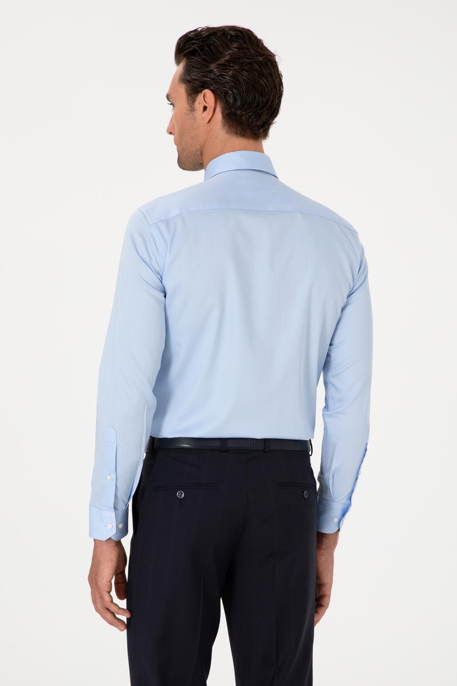 Açık Mavi Slim Fit Pamuklu Klasik Gömlek - 50311551022
