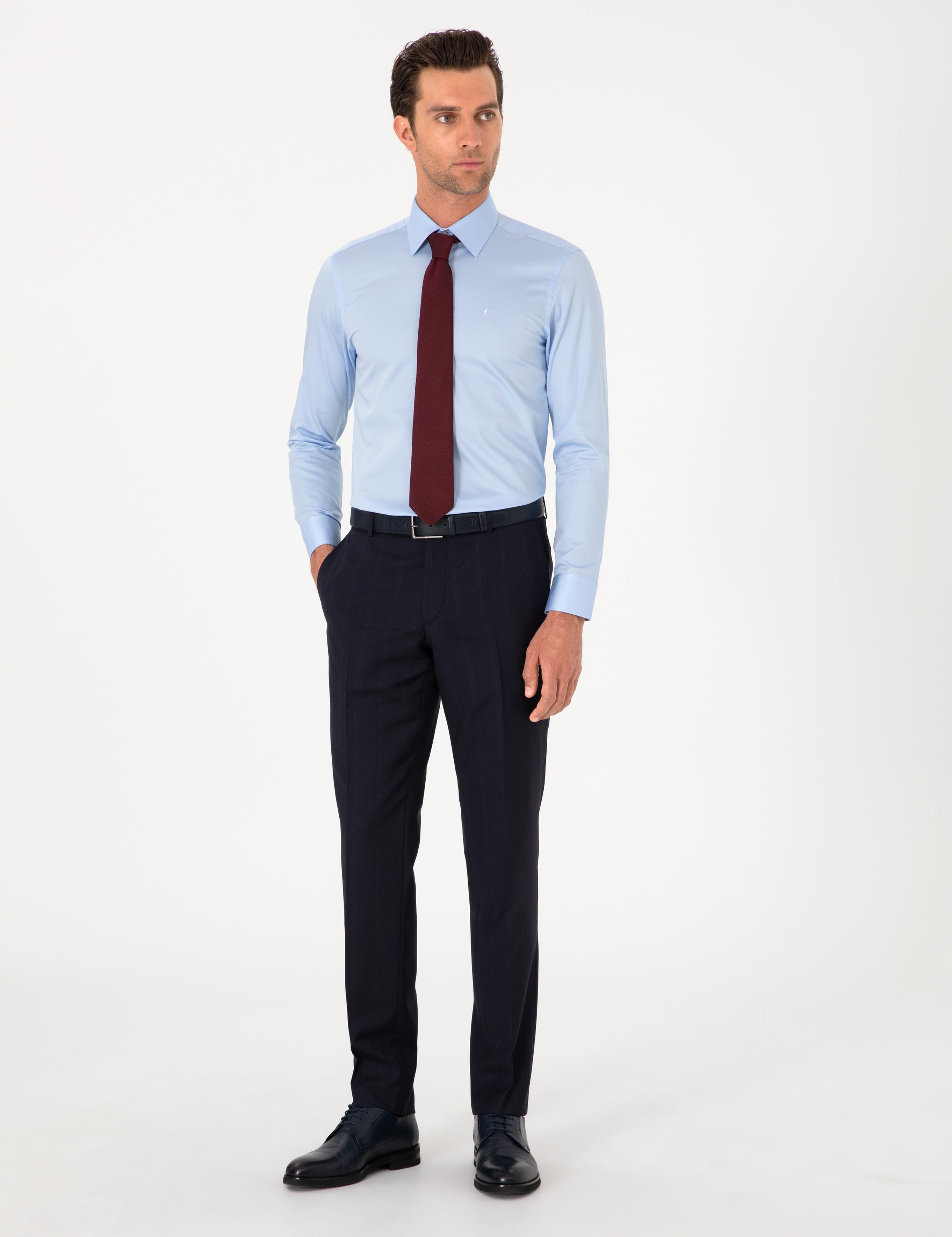 Açık Mavi Slim Fit Pamuklu Klasik Gömlek - 50311551022