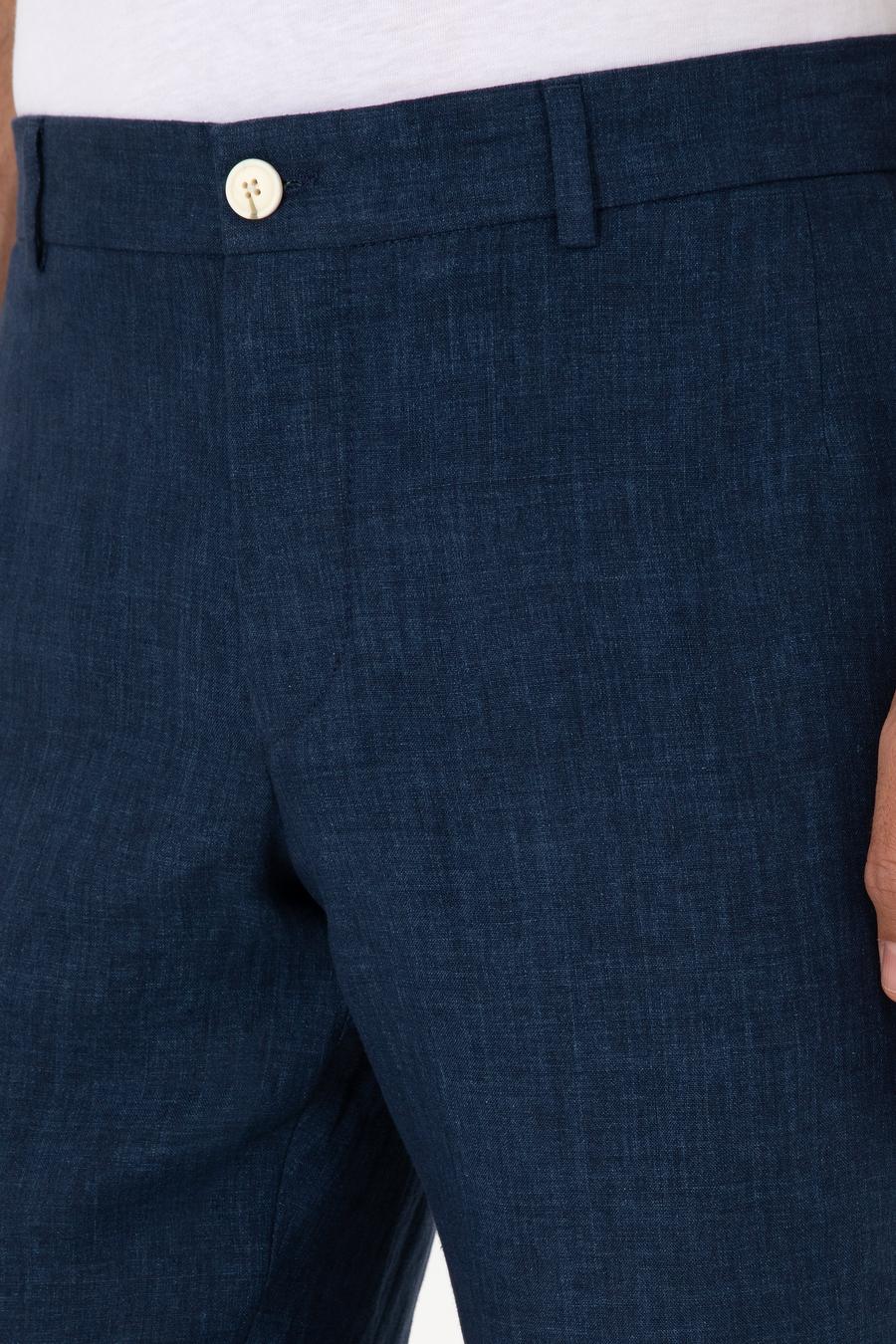 Lacivert Slim Fit %100 Keten Pantolon - 50306223036