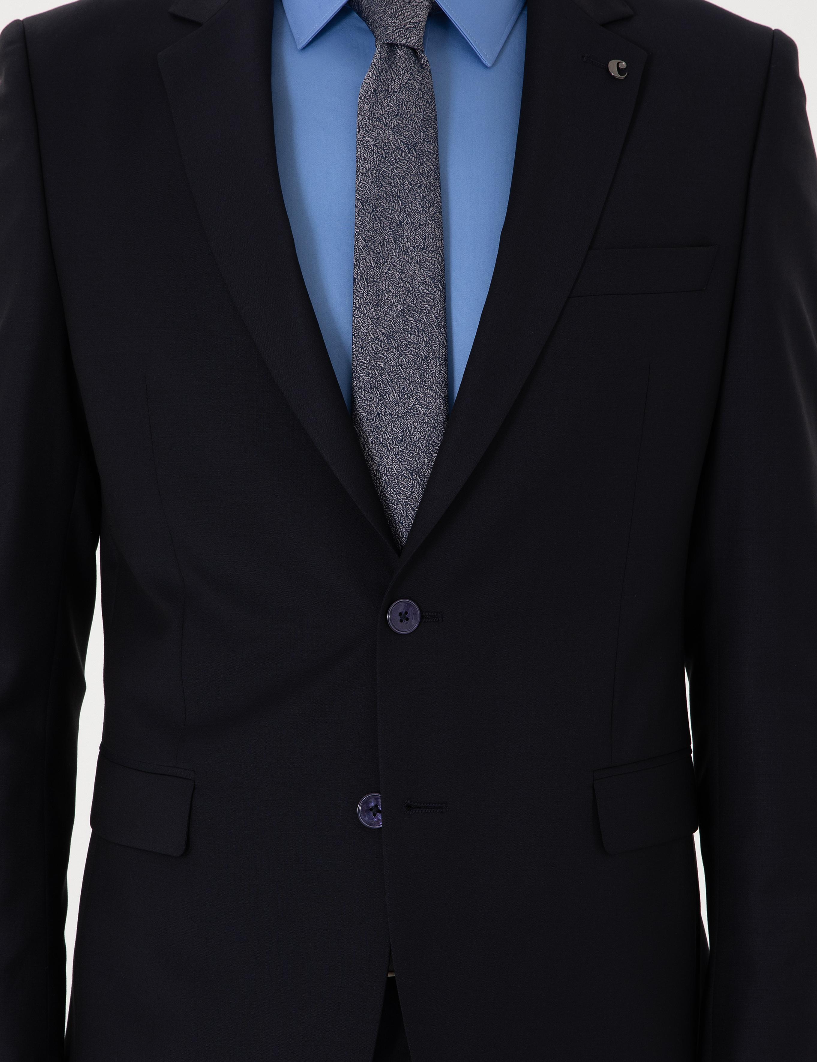 Lacivert Slim Fit %100 Yün Klasik Takım Elbise - 50304078015