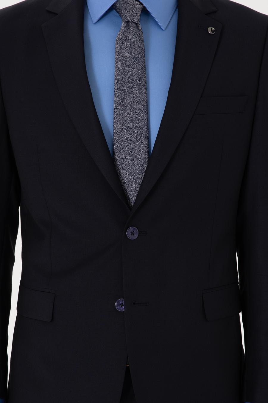 Lacivert Slim Fit %100 Yün Klasik Takım Elbise - 50304078015