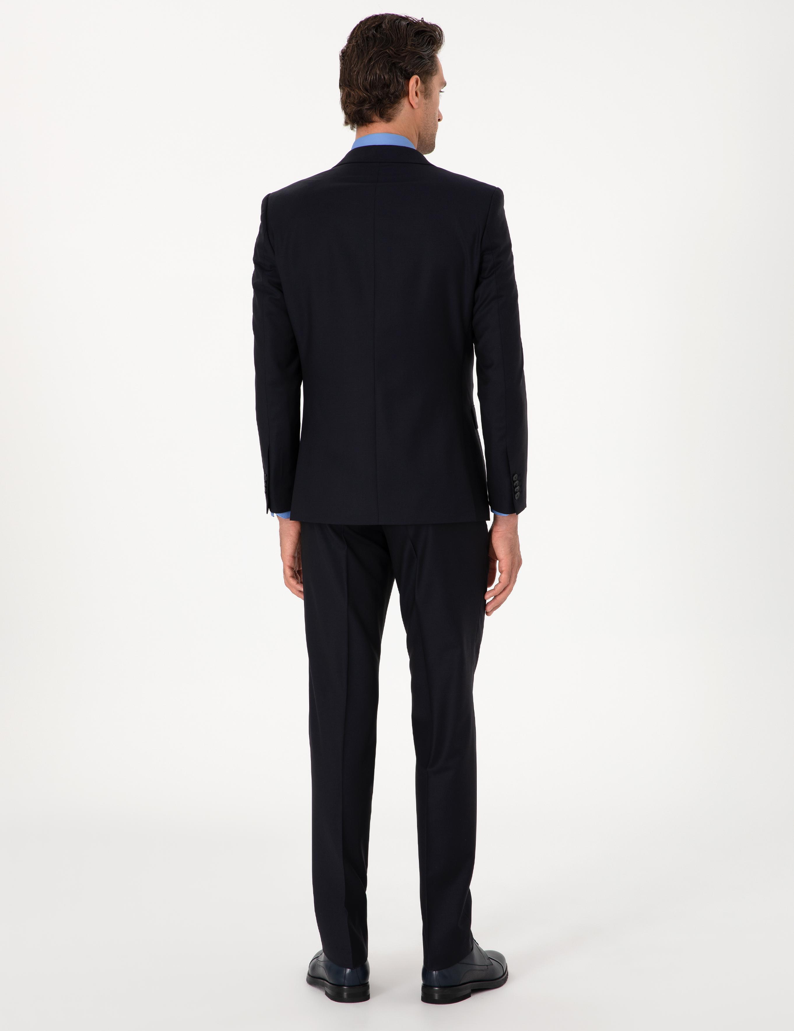 Lacivert Slim Fit %100 Yün Klasik Takım Elbise - 50304078015