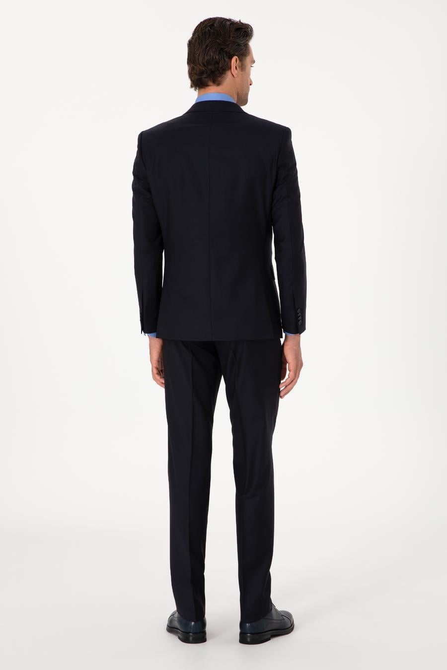 Lacivert Slim Fit %100 Yün Klasik Takım Elbise - 50304078015