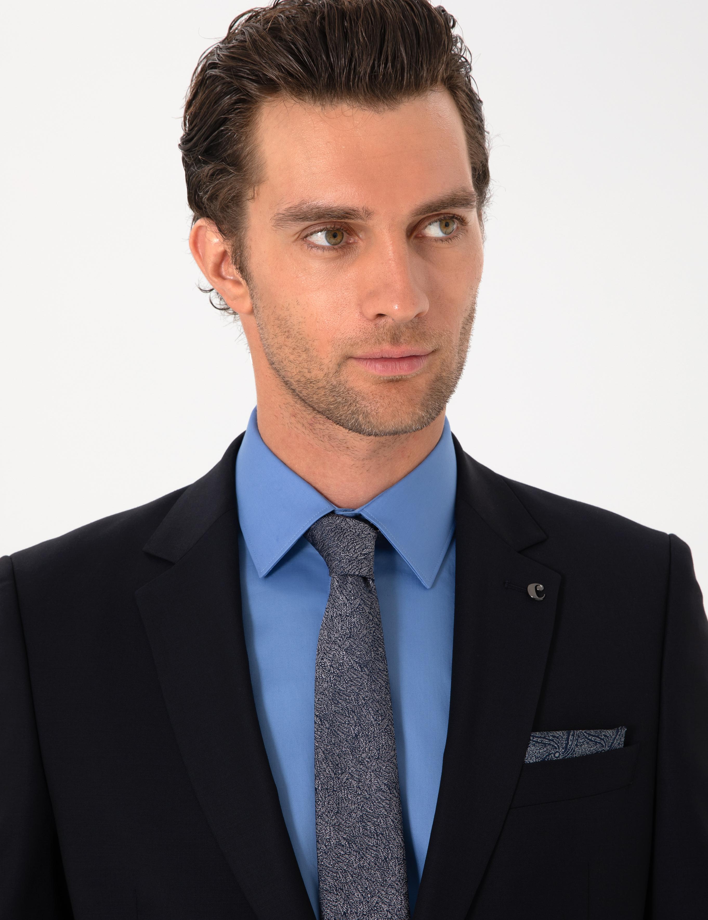 Lacivert Slim Fit %100 Yün Klasik Takım Elbise - 50304078015