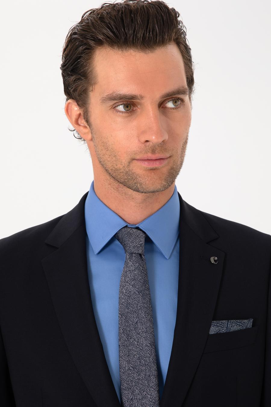 Lacivert Slim Fit %100 Yün Klasik Takım Elbise - 50304078015