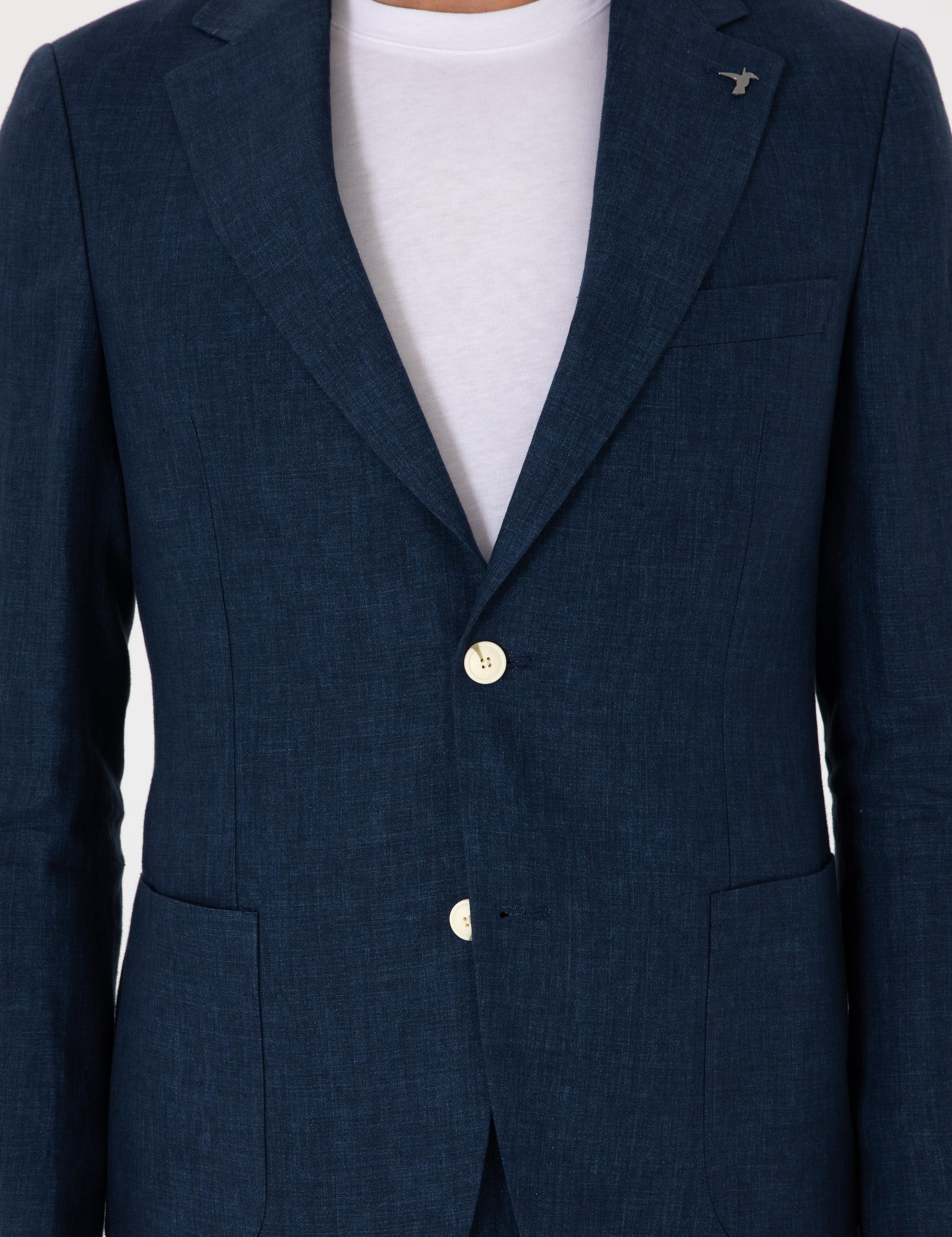 Lacivert Slim Fit %100 Keten Ceket - 50306124137