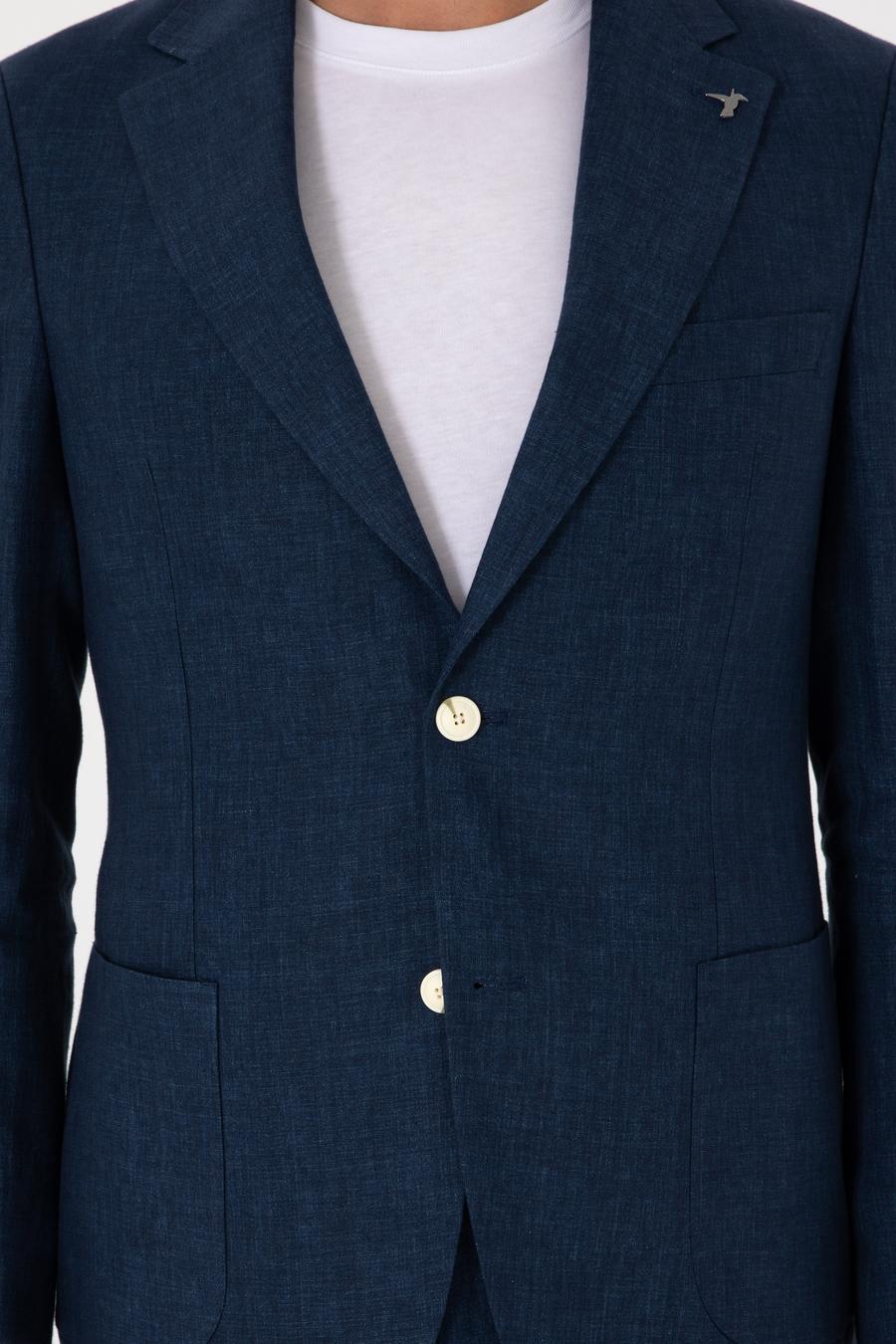 Lacivert Slim Fit %100 Keten Ceket - 50306124137