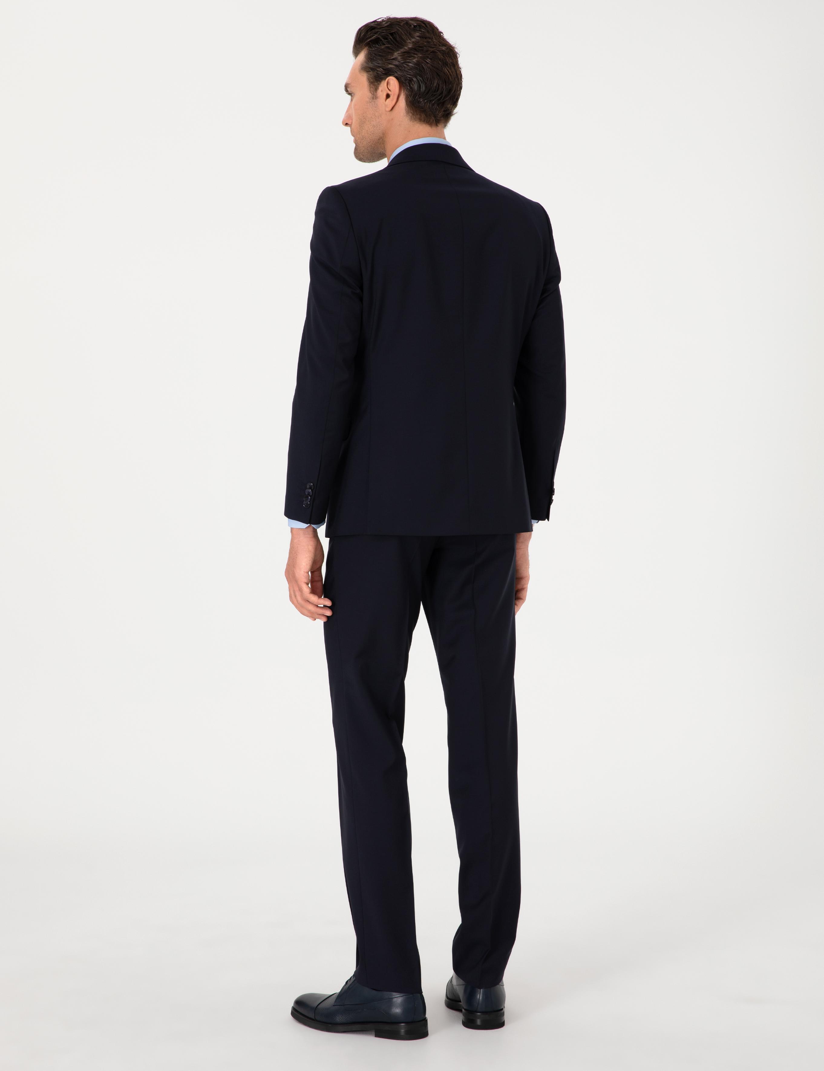Lacivert Slim Fit %100 Yün Klasik Takım Elbise - 50306038008