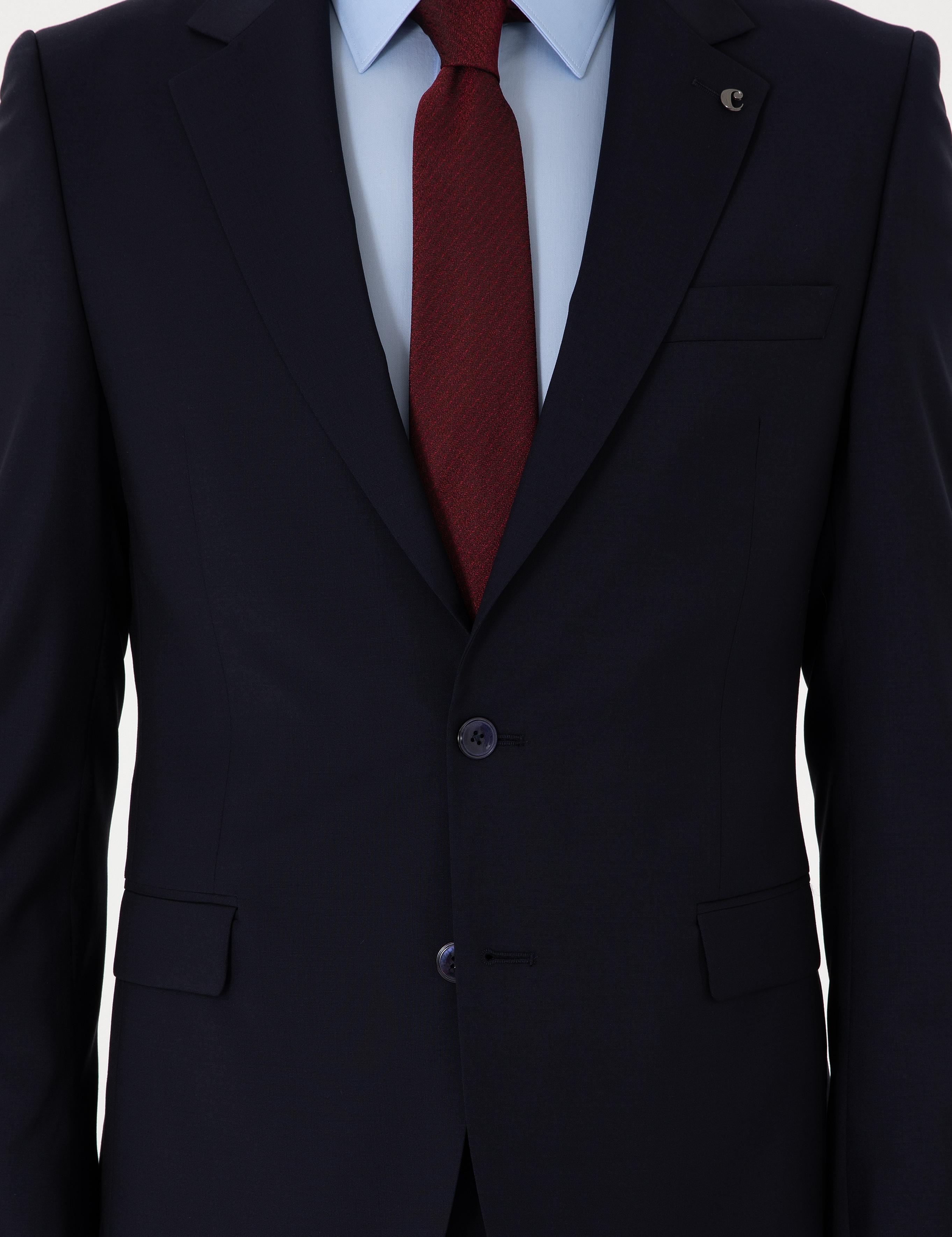 Lacivert Slim Fit %100 Yün Klasik Takım Elbise - 50306038008