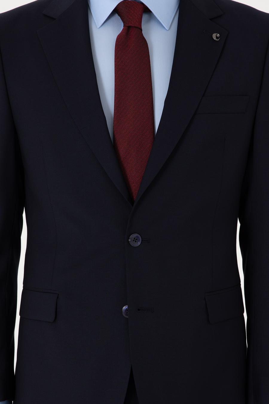 Lacivert Slim Fit %100 Yün Klasik Takım Elbise - 50306038008