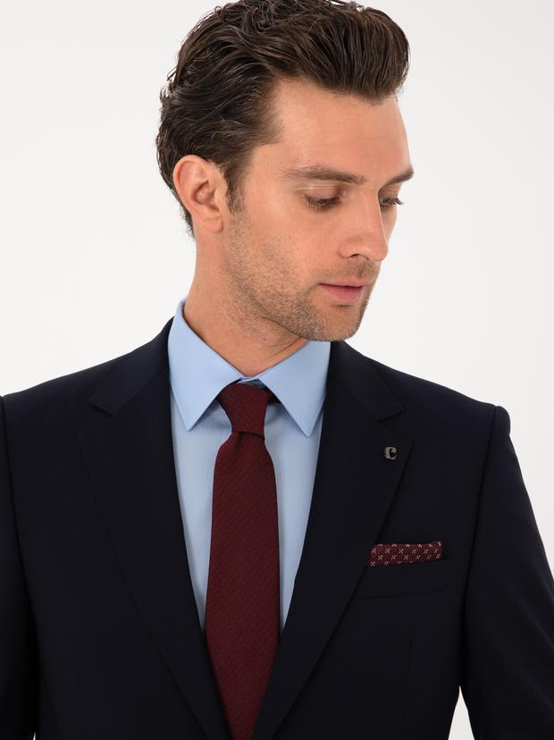 Lacivert Slim Fit %100 Yün Klasik Takım Elbise