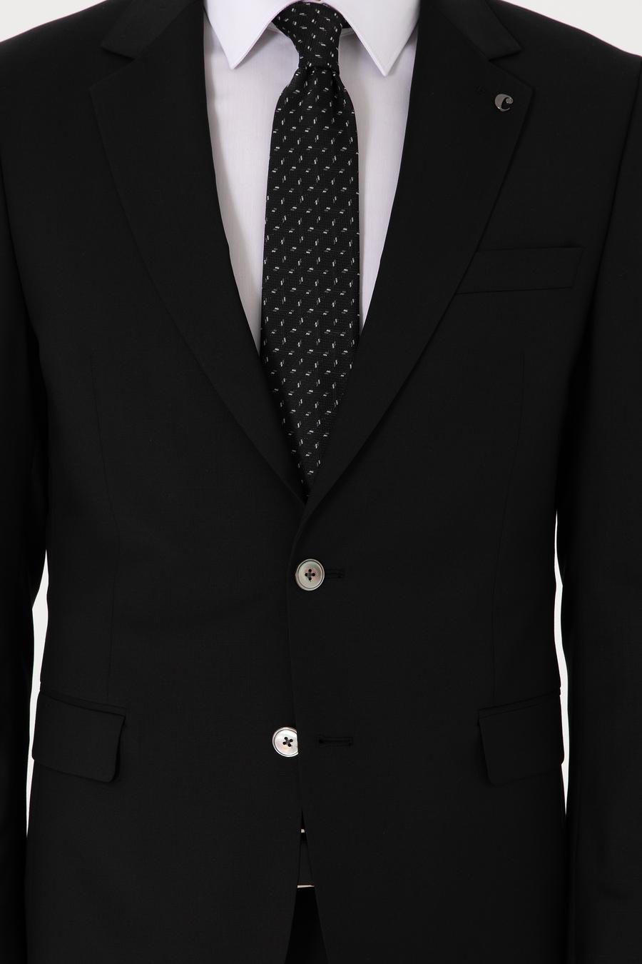 Siyah Slim Fit %100 Yün Klasik Takım Elbise - 50306038038