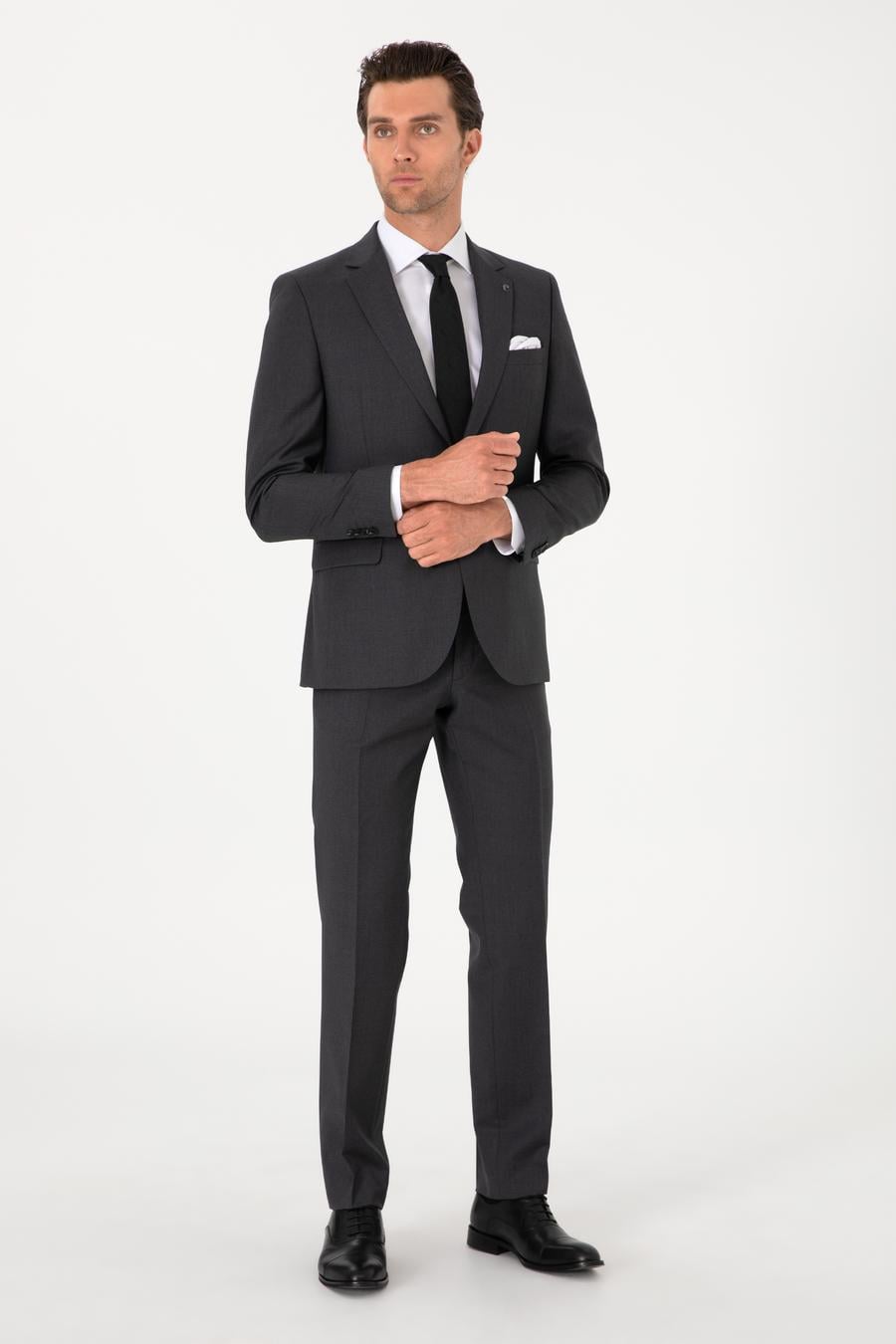 Füme Slim Fit %100 Yün Klasik Takım Elbise - 50304078110