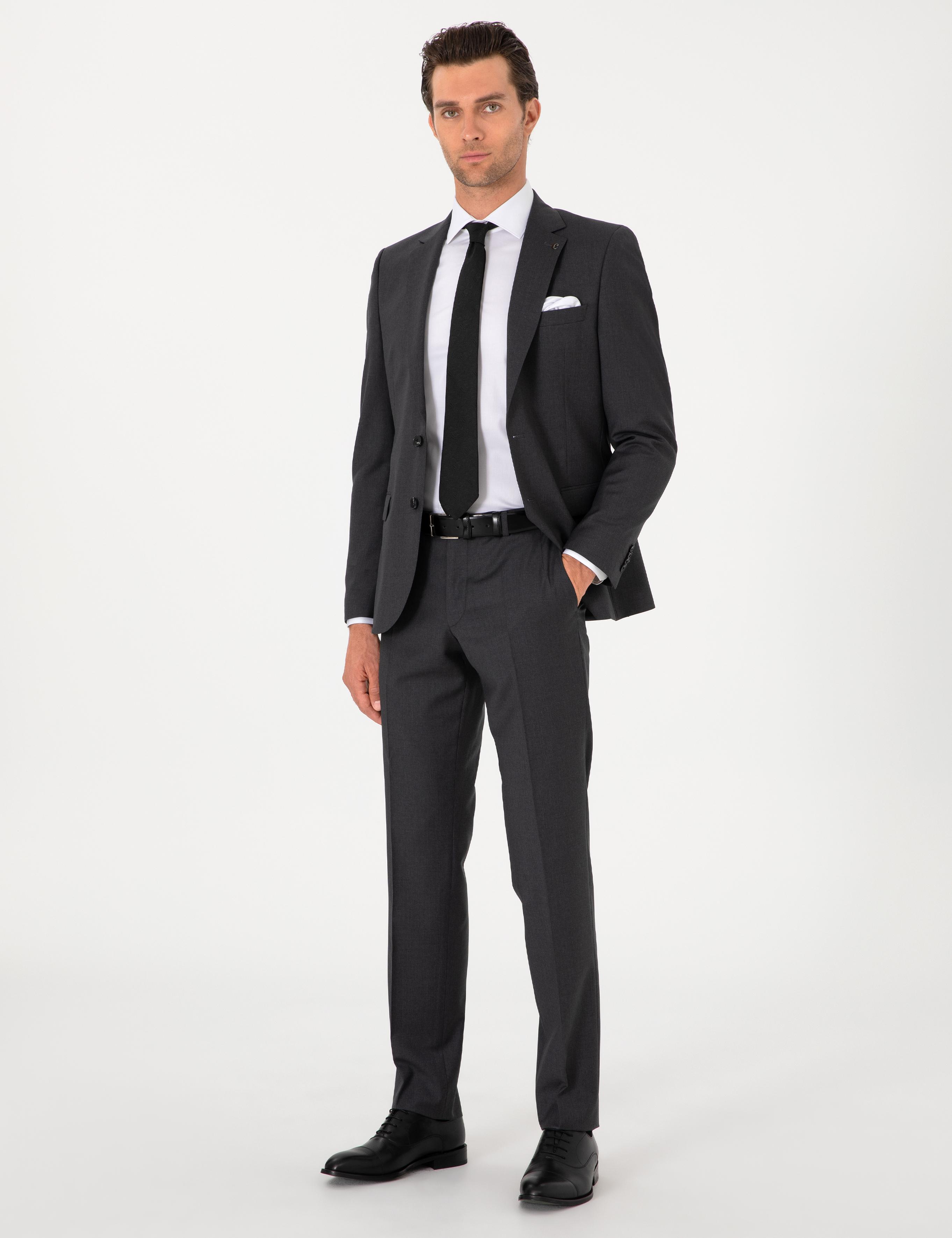 Füme Slim Fit %100 Yün Klasik Takım Elbise - 50304078110