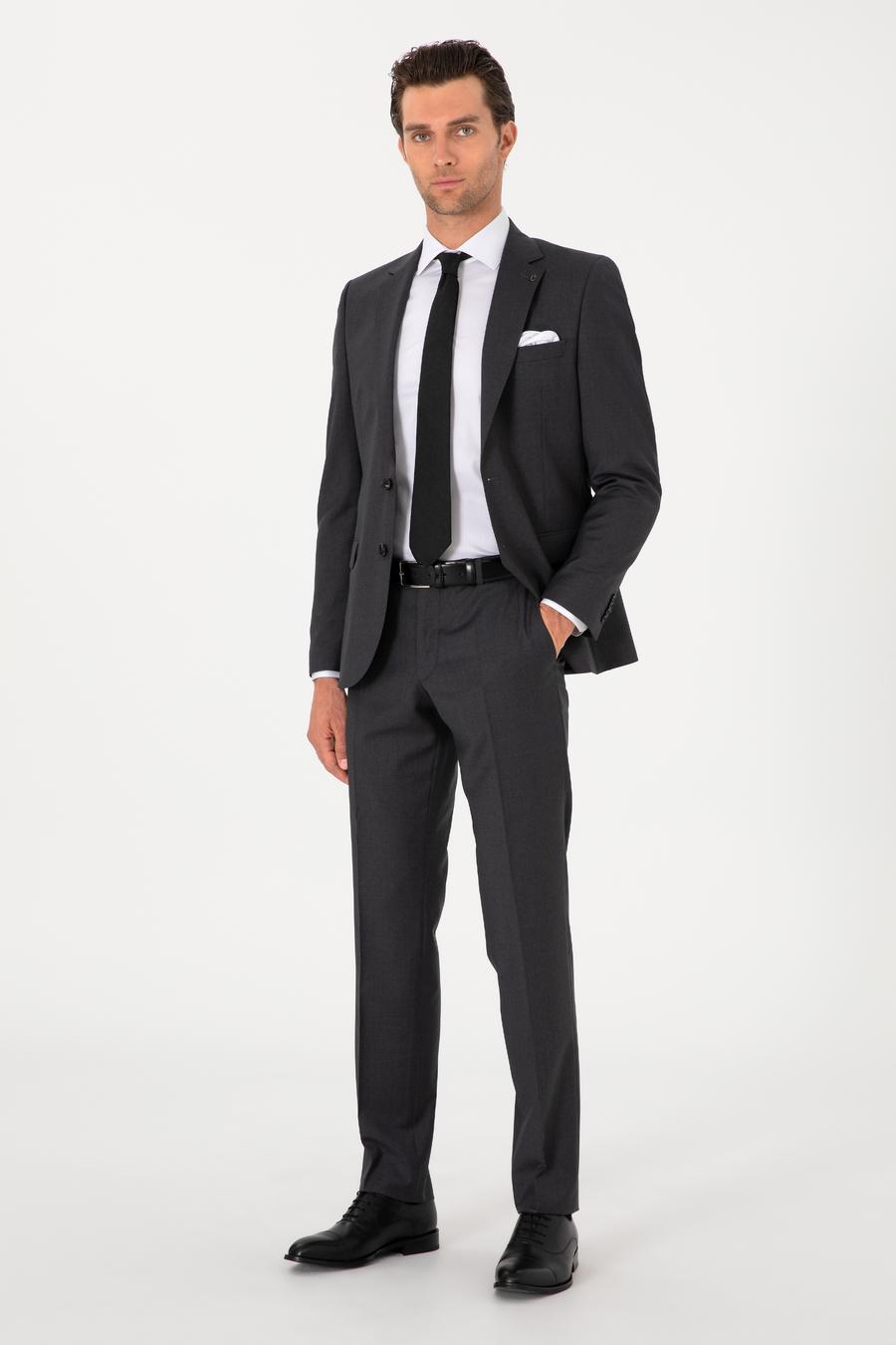 Füme Slim Fit %100 Yün Klasik Takım Elbise - 50304078110