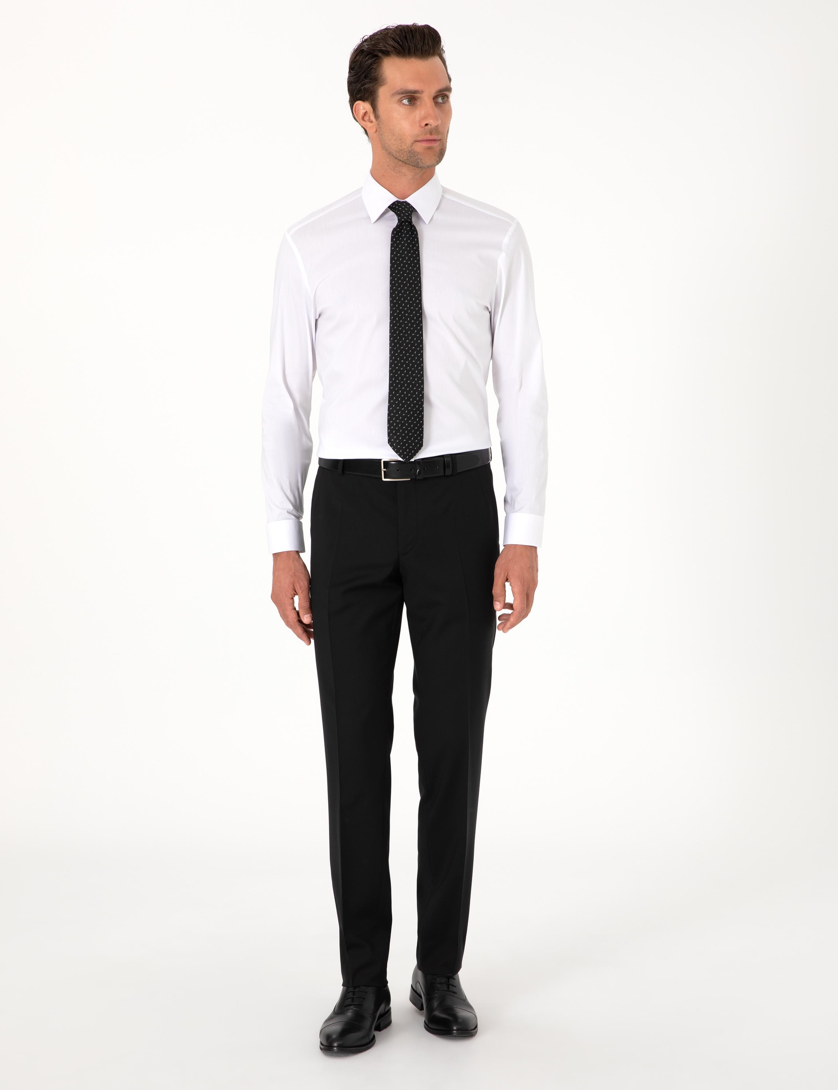 Beyaz Slim Fit Non Iron Pamuk Karışımlı Klasik Gömlek - 50305838003