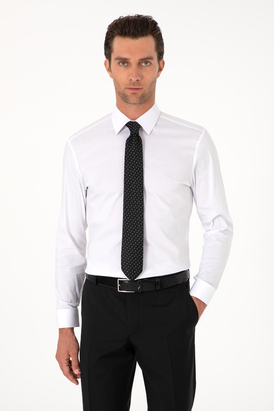 Beyaz Slim Fit Non Iron Pamuk Karışımlı Klasik Gömlek - 50305838003