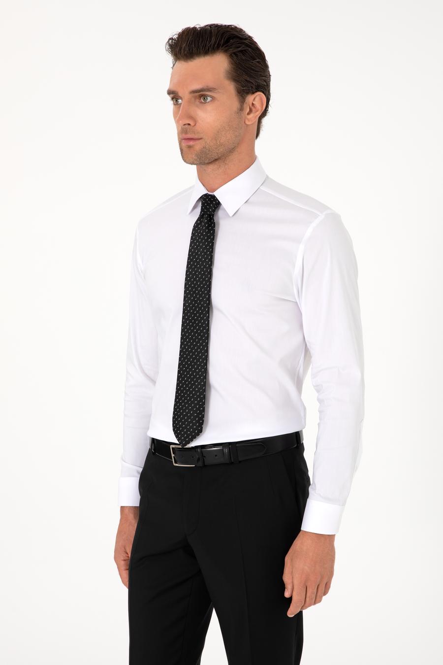 Beyaz Slim Fit Non Iron Pamuk Karışımlı Klasik Gömlek - 50305838003