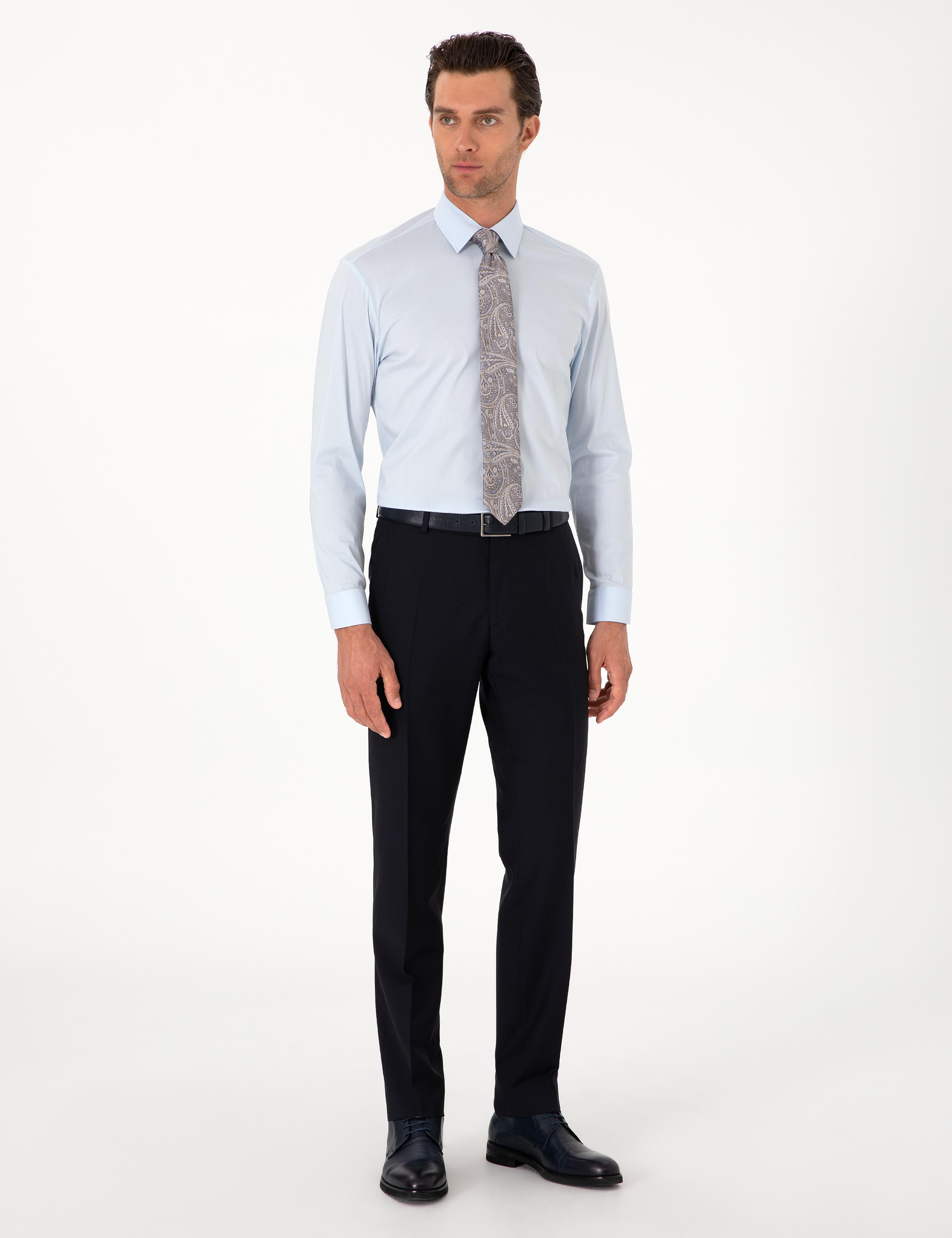 Açık Mavi Slim Fit Non Iron Pamuk Karışımlı Klasik Gömlek - 50305838028