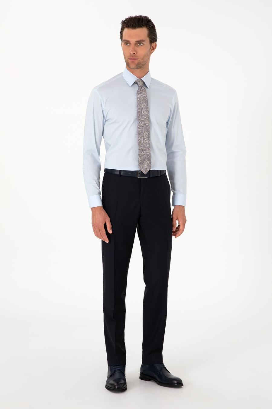 Açık Mavi Slim Fit Non Iron Pamuk Karışımlı Klasik Gömlek - 50305838028