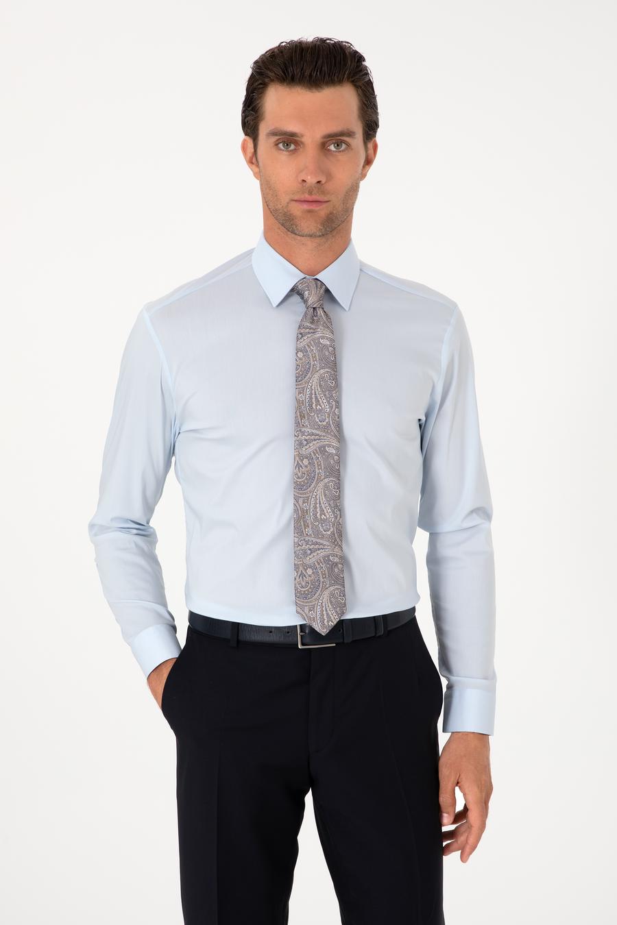 Açık Mavi Slim Fit Non Iron Pamuk Karışımlı Klasik Gömlek - 50305838028