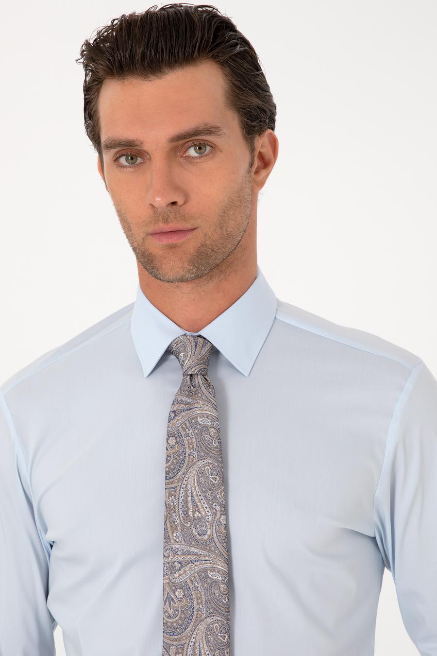 Açık Mavi Slim Fit Non Iron Pamuk Karışımlı Klasik Gömlek - 50305838028