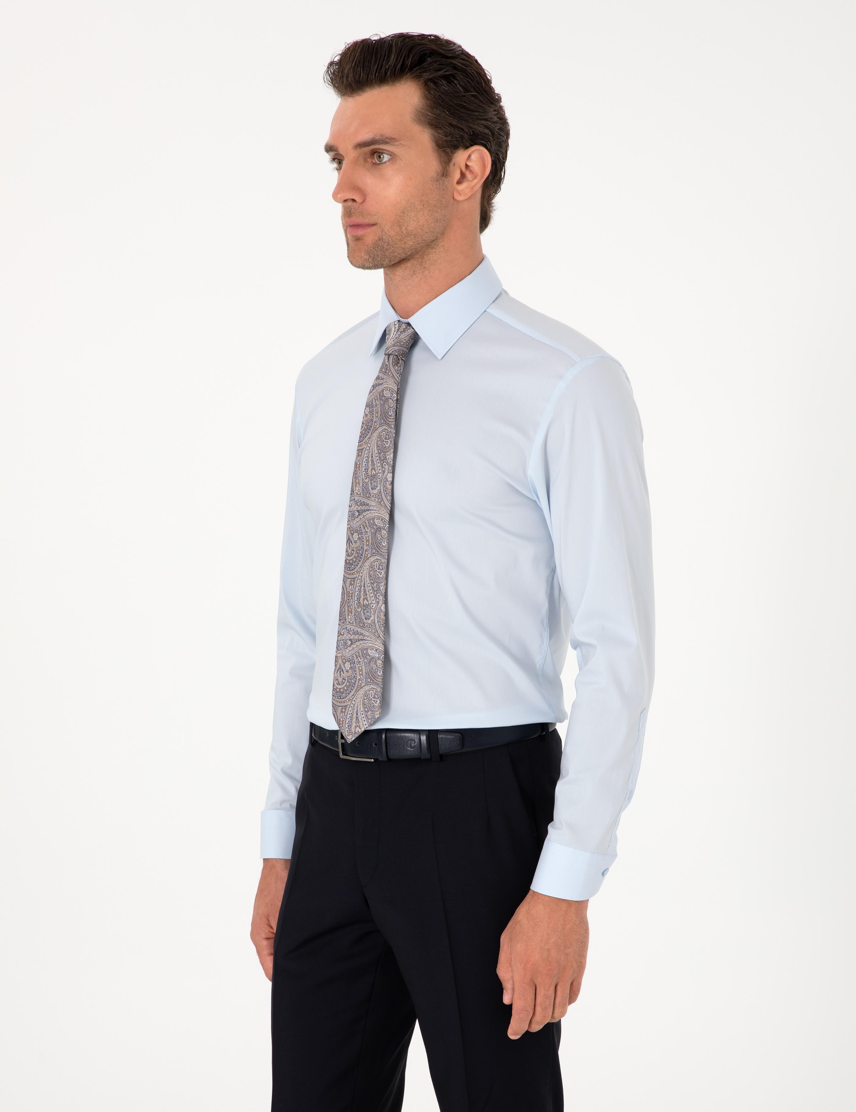 Açık Mavi Slim Fit Non Iron Pamuk Karışımlı Klasik Gömlek - 50305838028