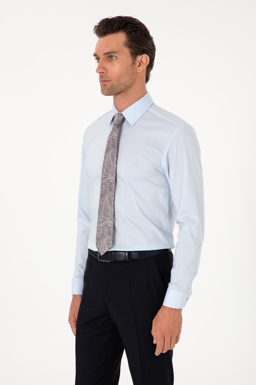 Açık Mavi Slim Fit Non Iron Pamuk Karışımlı Klasik Gömlek - 50305838028