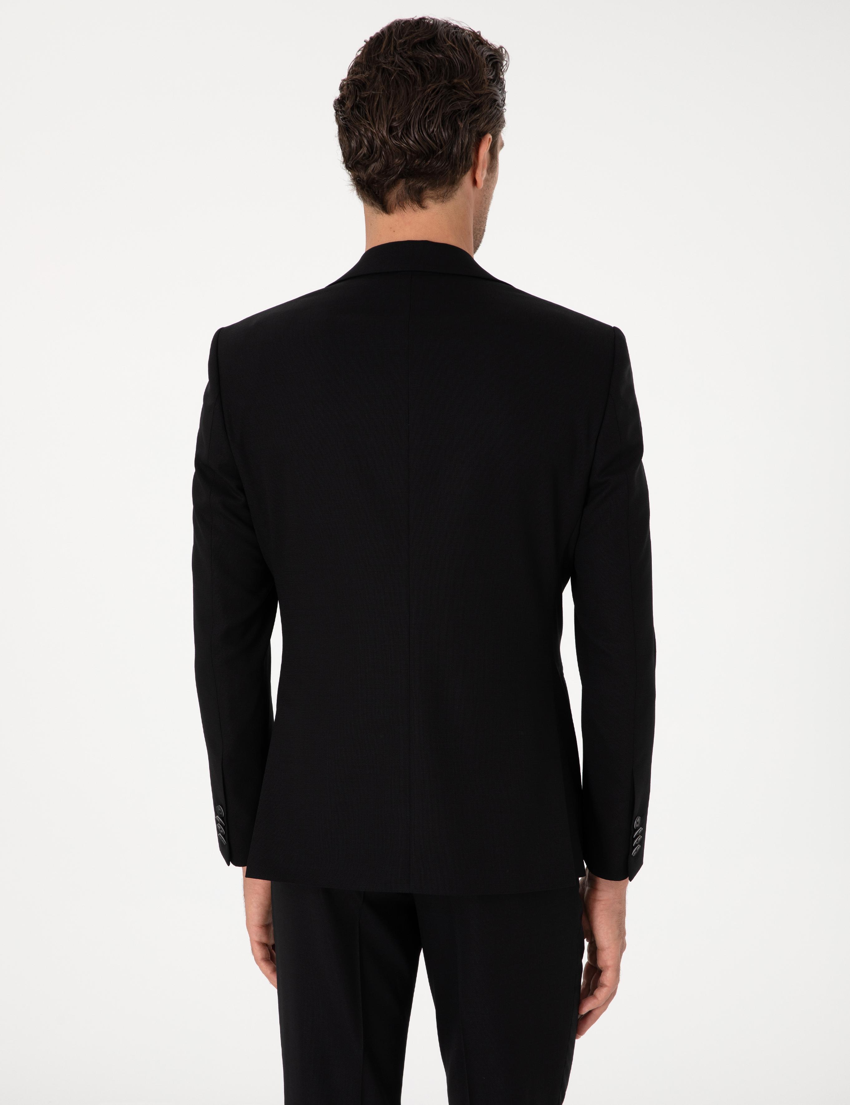 Siyah Slim Fit Yün Karışımlı Ceket - 50314630005