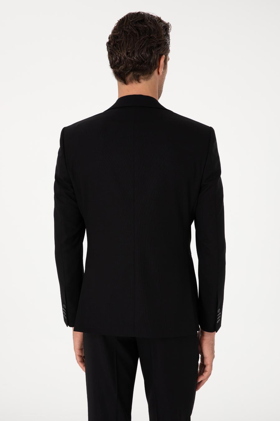 Siyah Slim Fit Yün Karışımlı Ceket - 50314630005