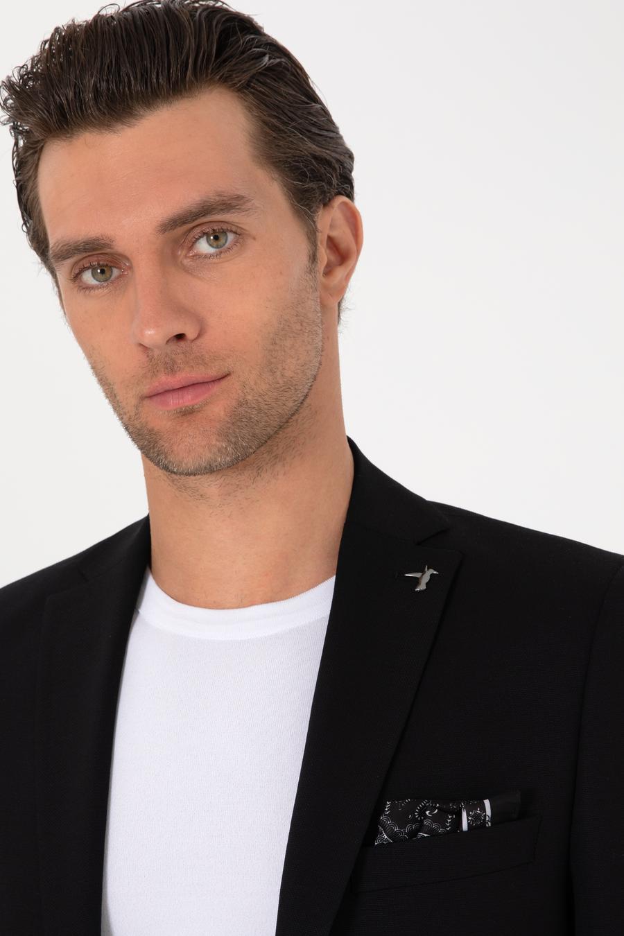 Siyah Slim Fit Yün Karışımlı Ceket - 50314630005