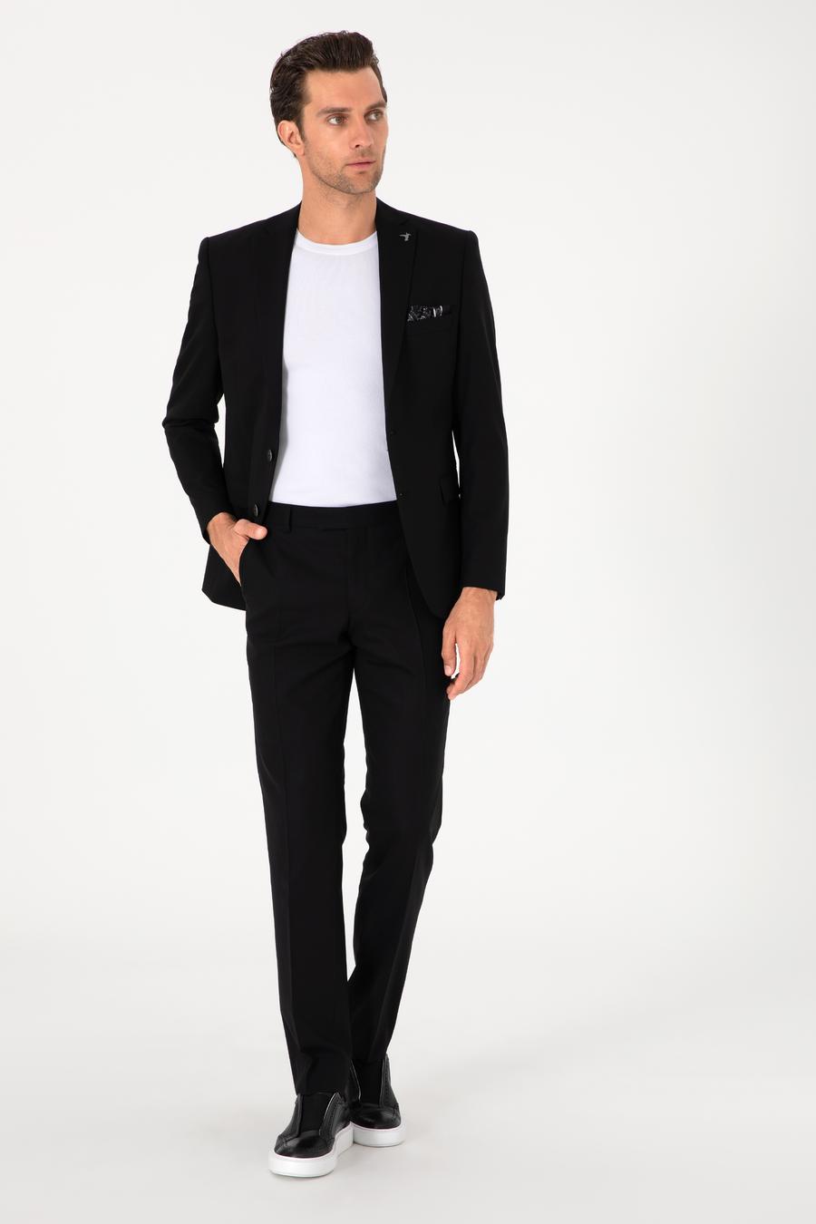Siyah Slim Fit Yün Karışımlı Ceket - 50314630005