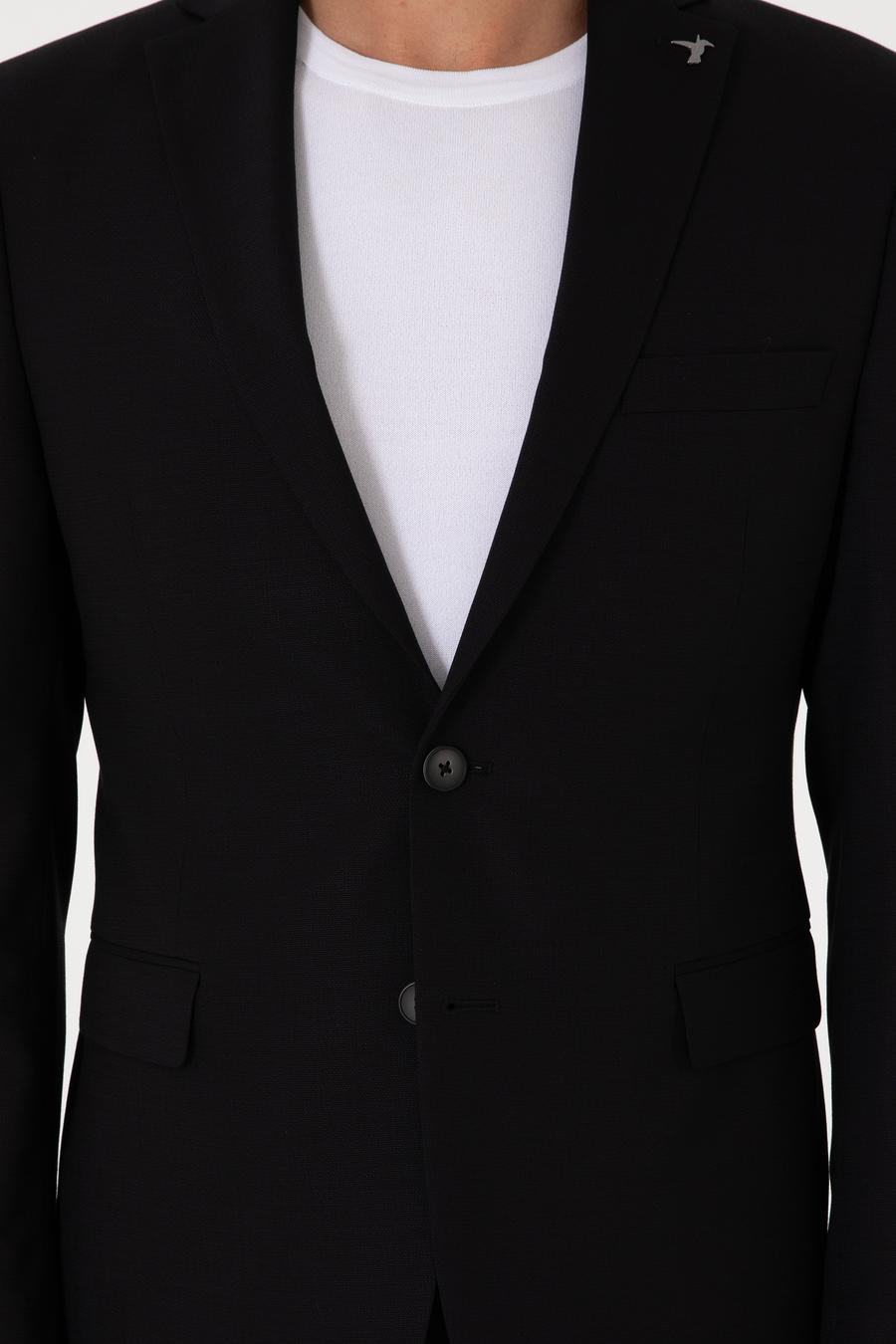 Siyah Slim Fit Yün Karışımlı Ceket - 50314630005