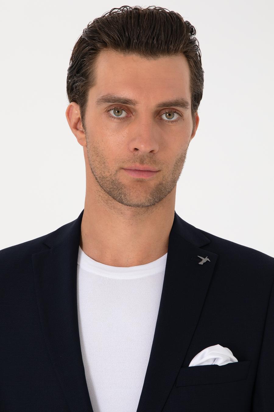 Lacivert Slim Fit Yün Karışımlı Ceket - 50314630038