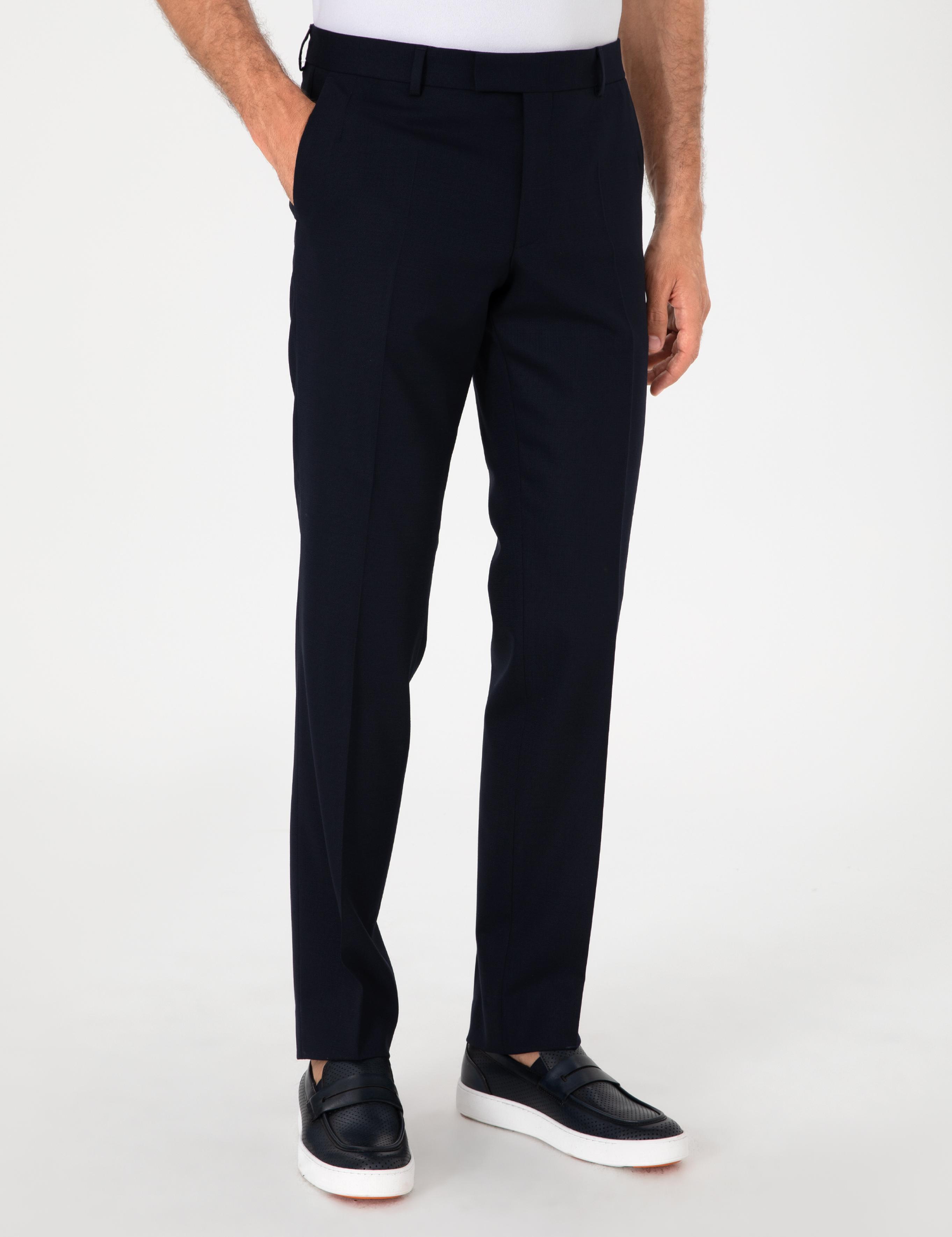 Lacivert Slim Fit Yün Karışımlı Klasik Kumaş Pantolon - 50314681013