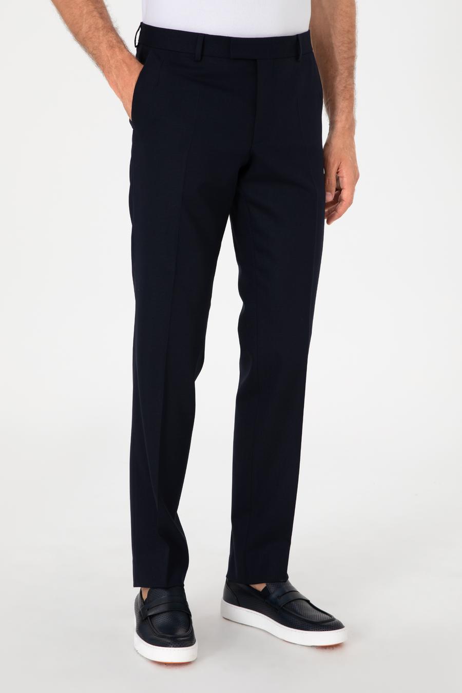 Lacivert Slim Fit Yün Karışımlı Klasik Kumaş Pantolon - 50314681013