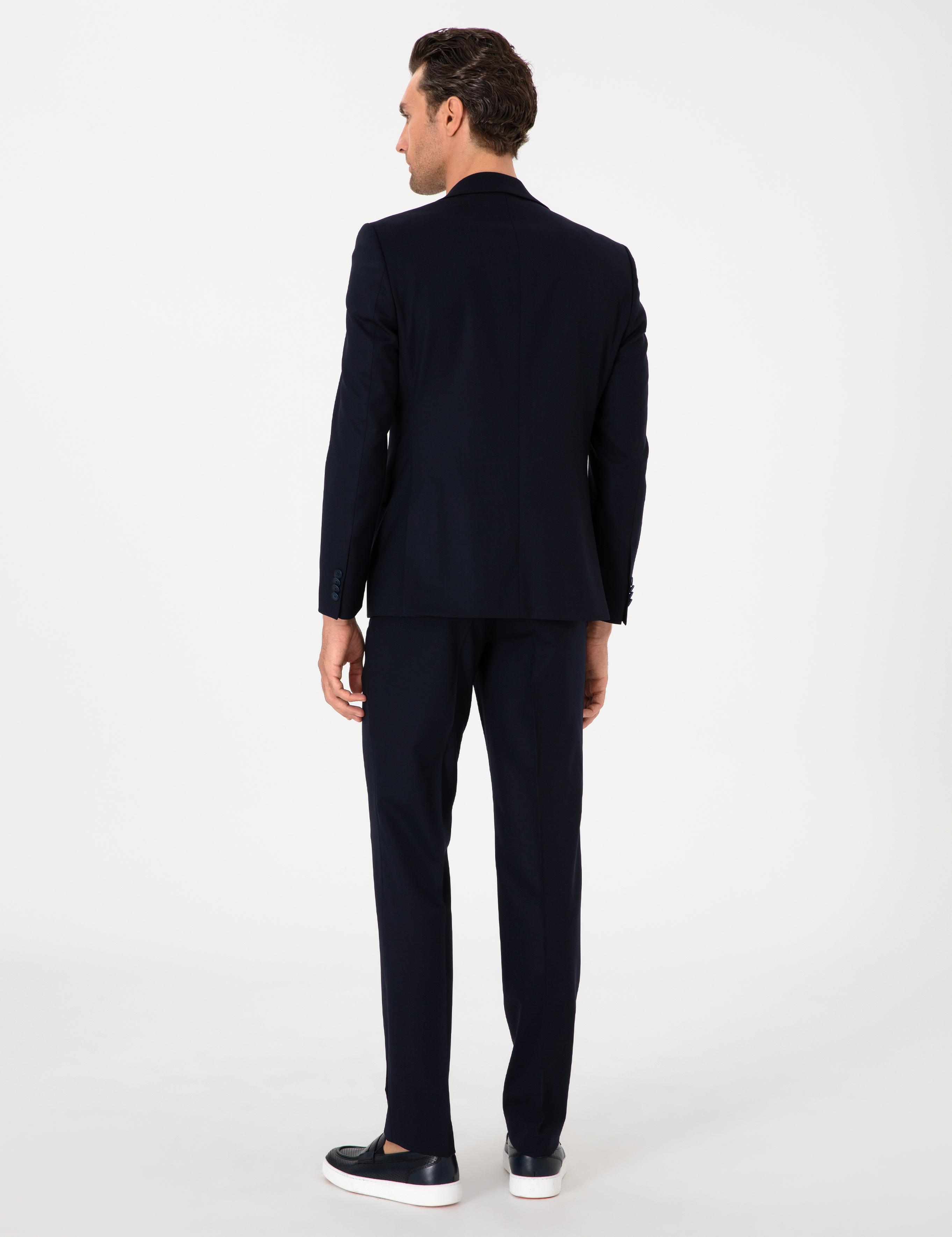 Lacivert Slim Fit Yün Karışımlı Klasik Kumaş Pantolon - 50314681013