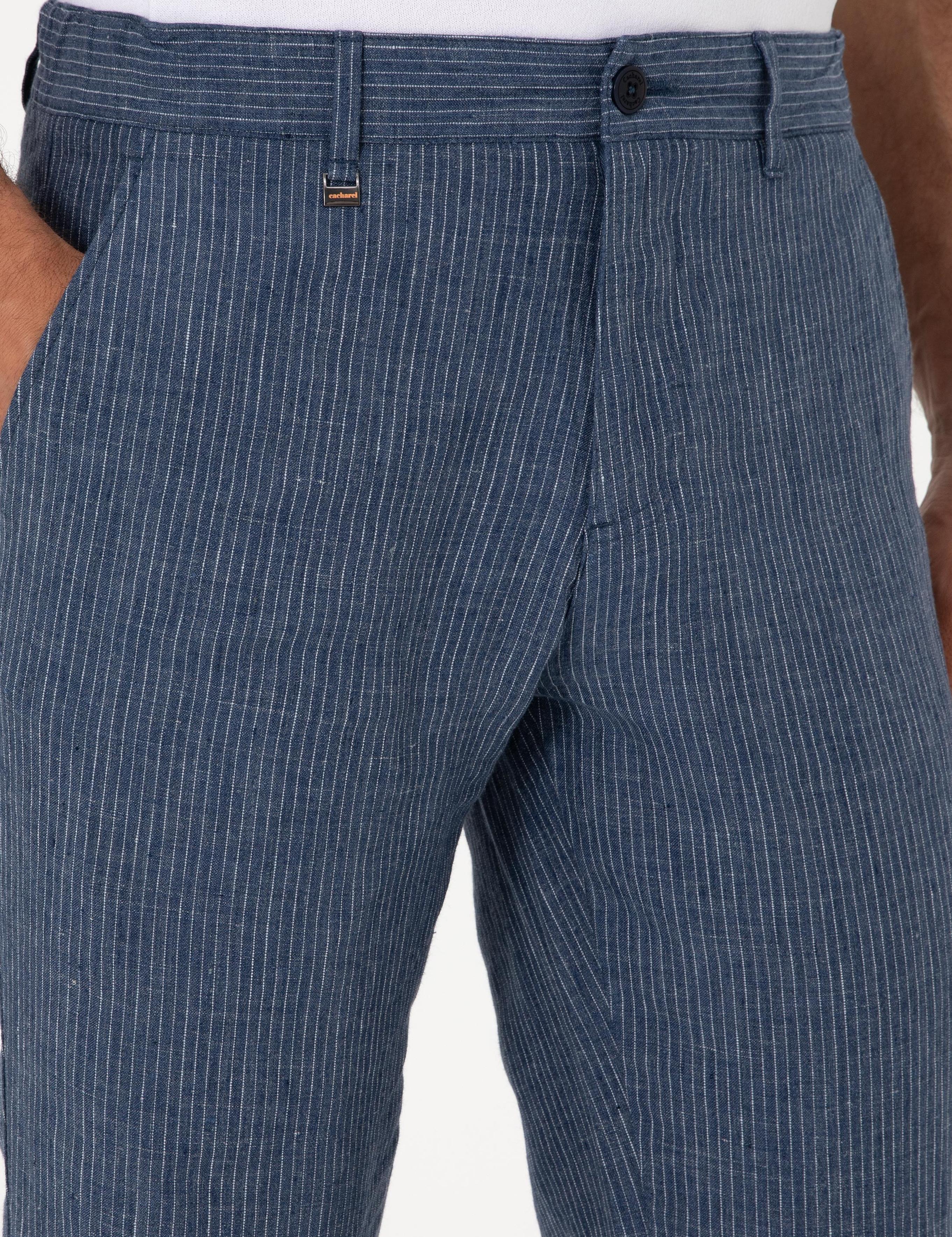 İndigo Carrot Fit Beli Lastikli %100 Keten Spor Pantolon - 50298913145