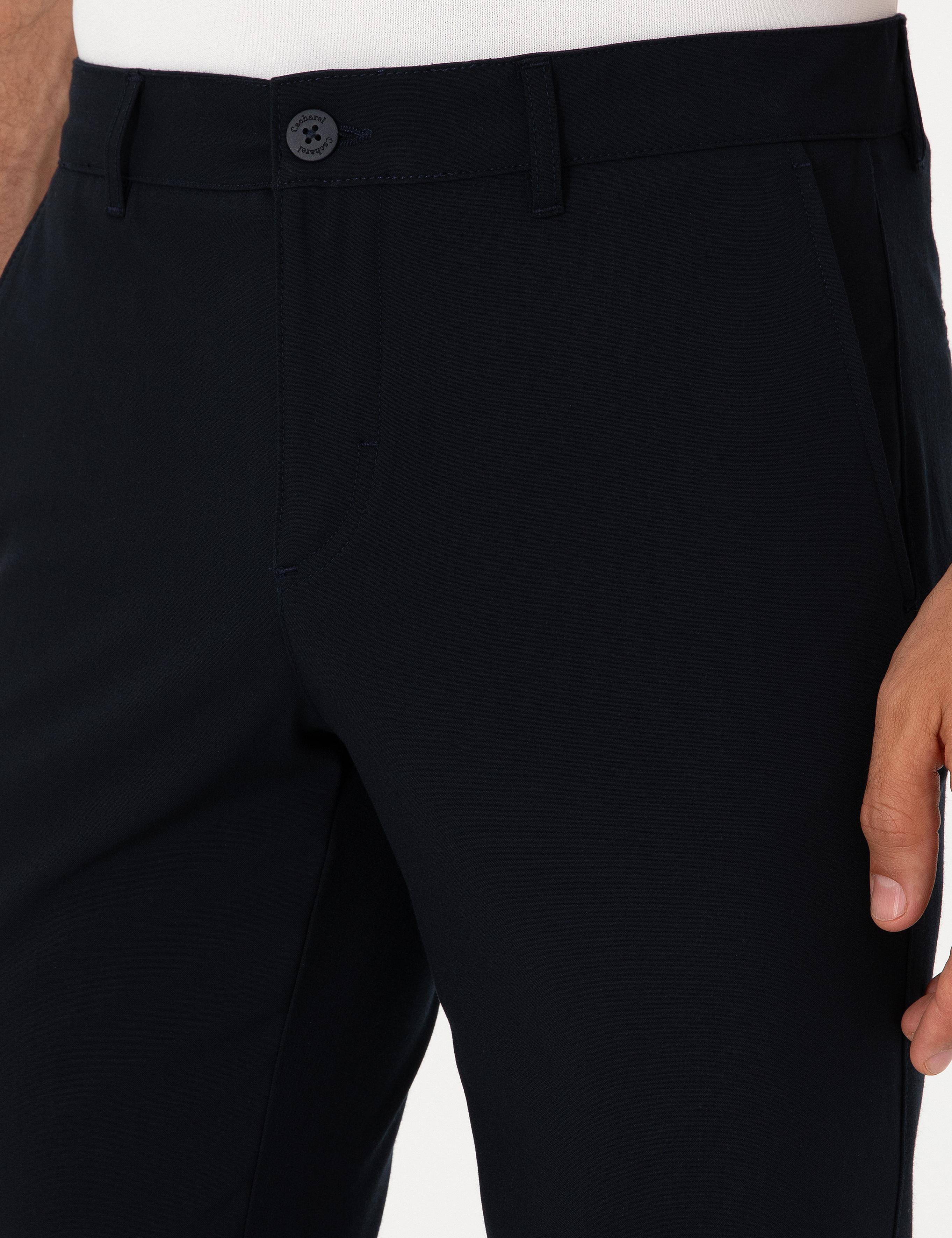 Lacivert Slim Fit Kanvas Pantolon - 50313881023