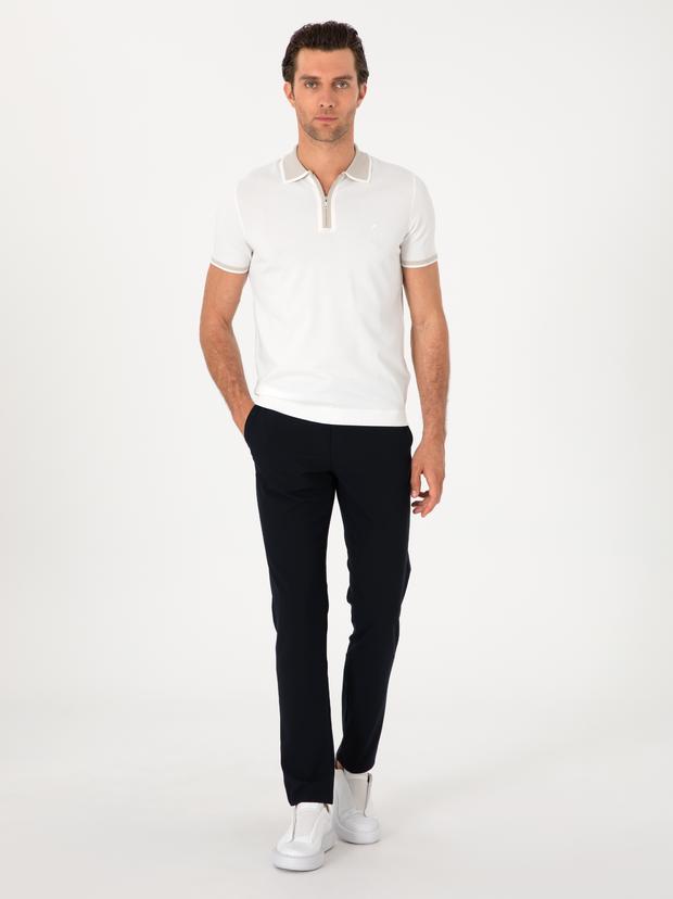 Lacivert Slim Fit Kanvas Pantolon