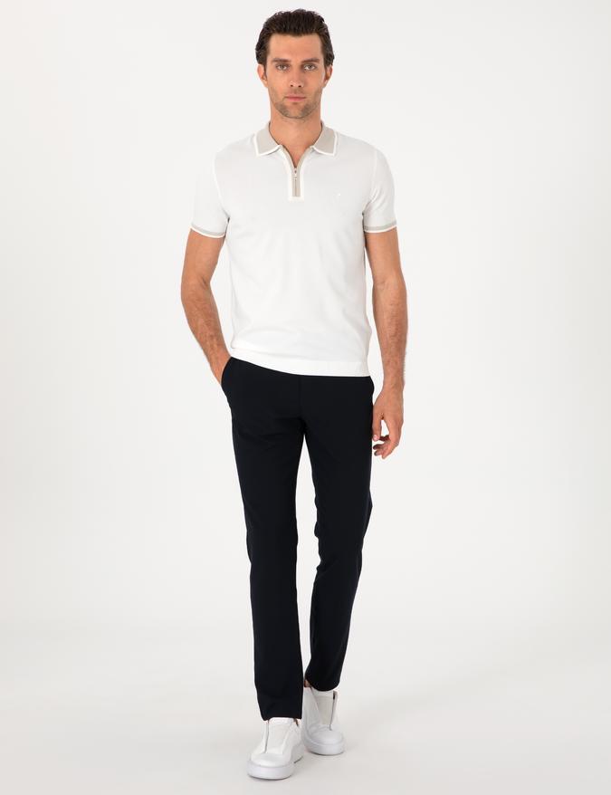 Lacivert Slim Fit Kanvas Pantolon