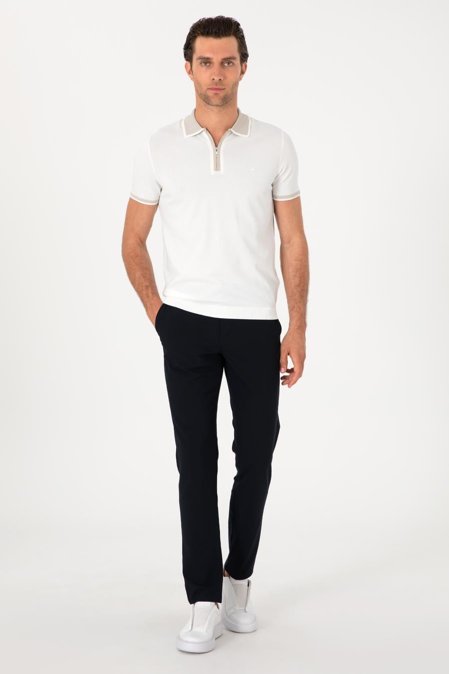 Lacivert Slim Fit Kanvas Pantolon - 50313881023