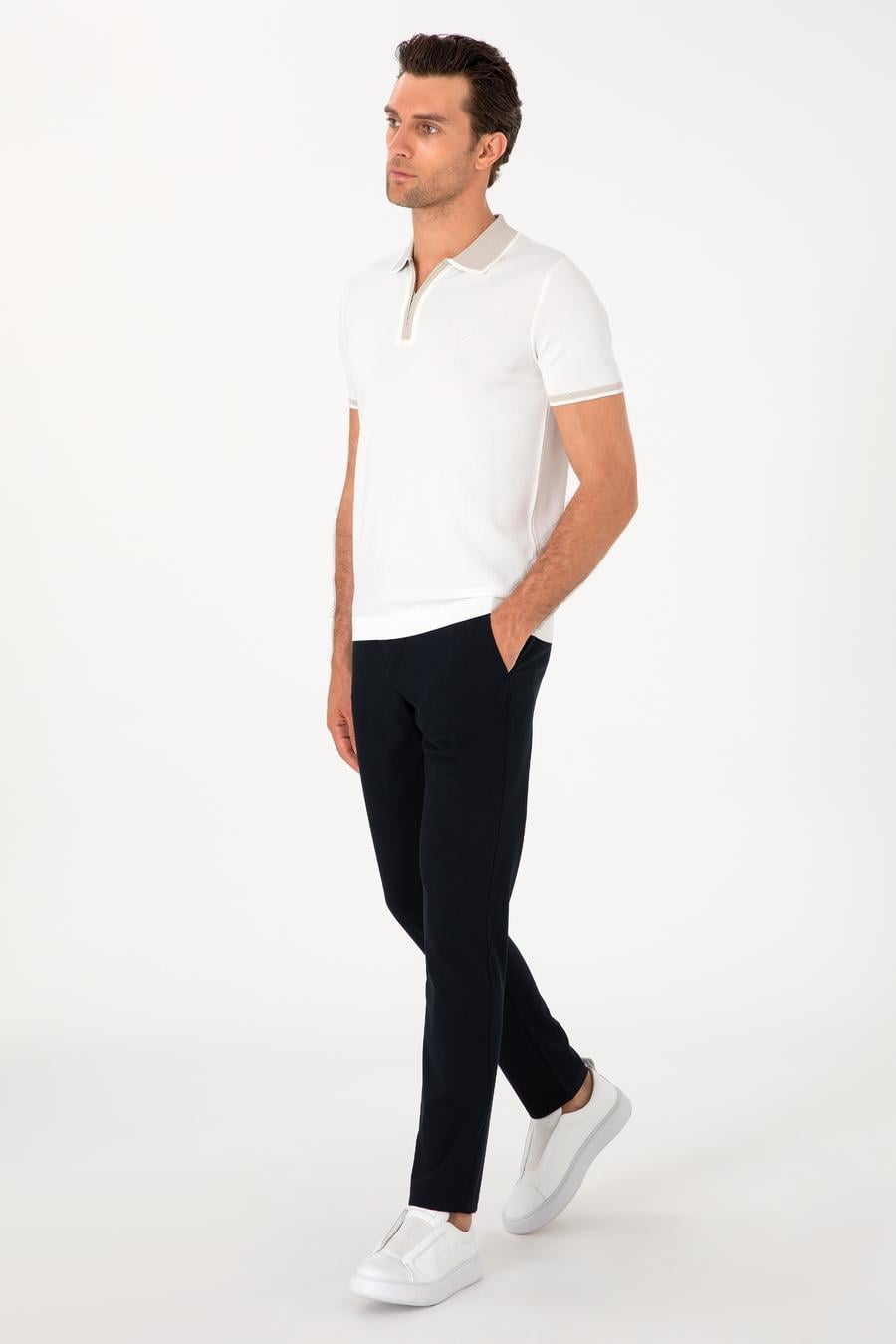 Lacivert Slim Fit Kanvas Pantolon - 50313881023