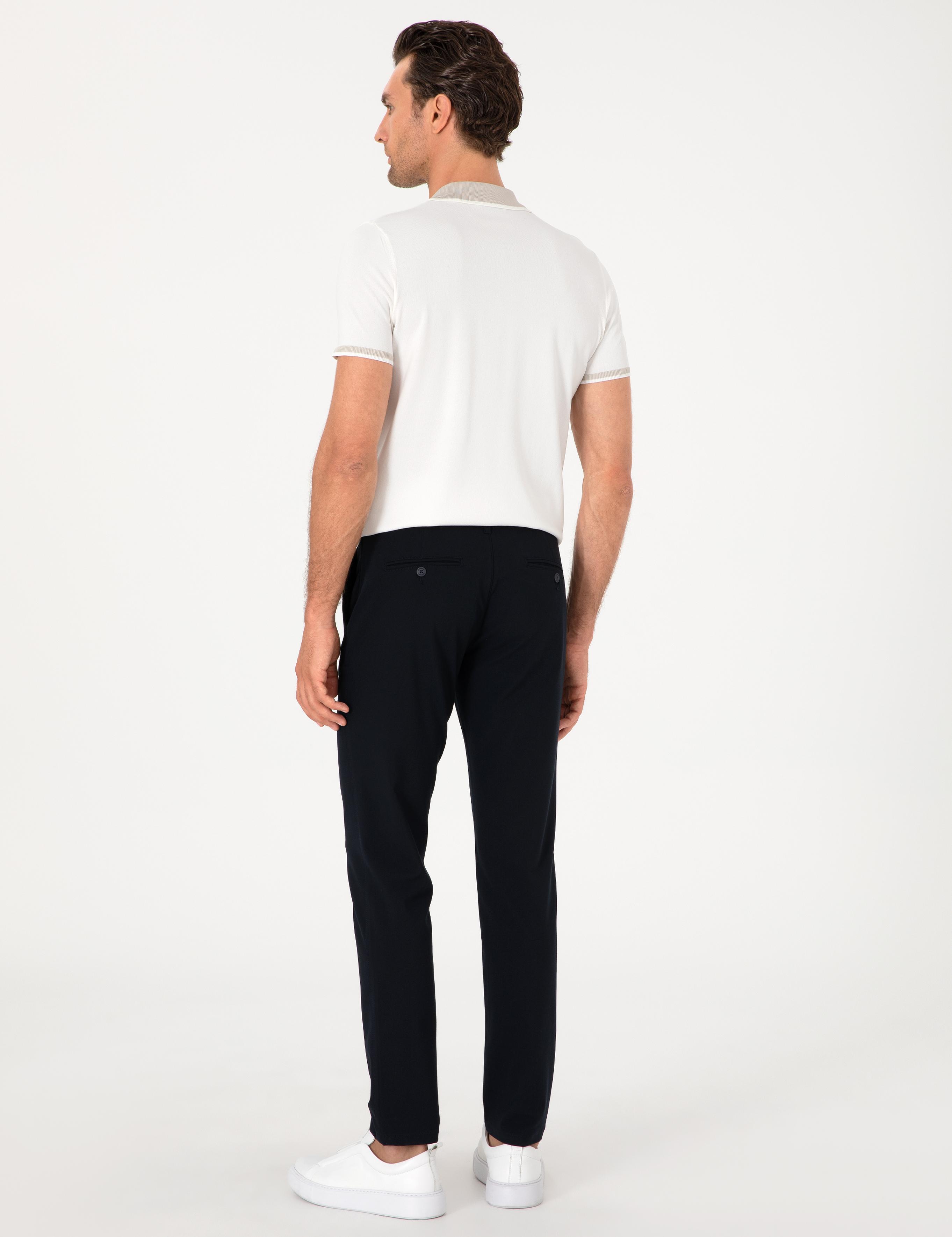 Lacivert Slim Fit Kanvas Pantolon - 50313881023