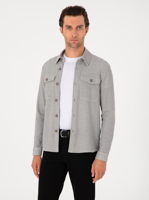 Gri Regular Fit Ceket Gömlek