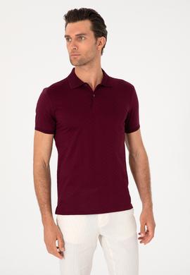 Bordo Slim Fit %100 Pamuk Polo Yaka T-shirt