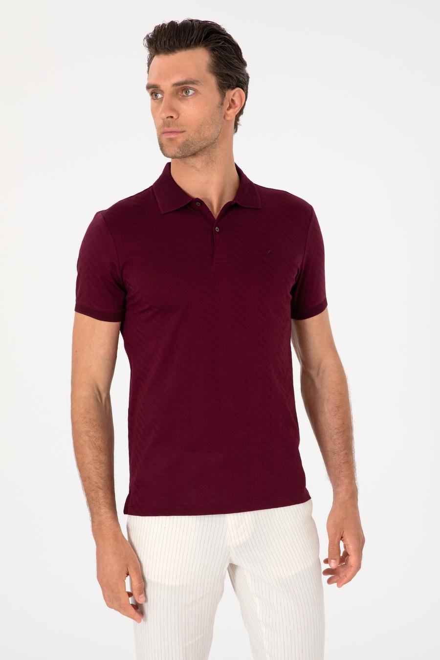 Bordo Slim Fit %100 Pamuk Polo Yaka T-shirt - 50300721050