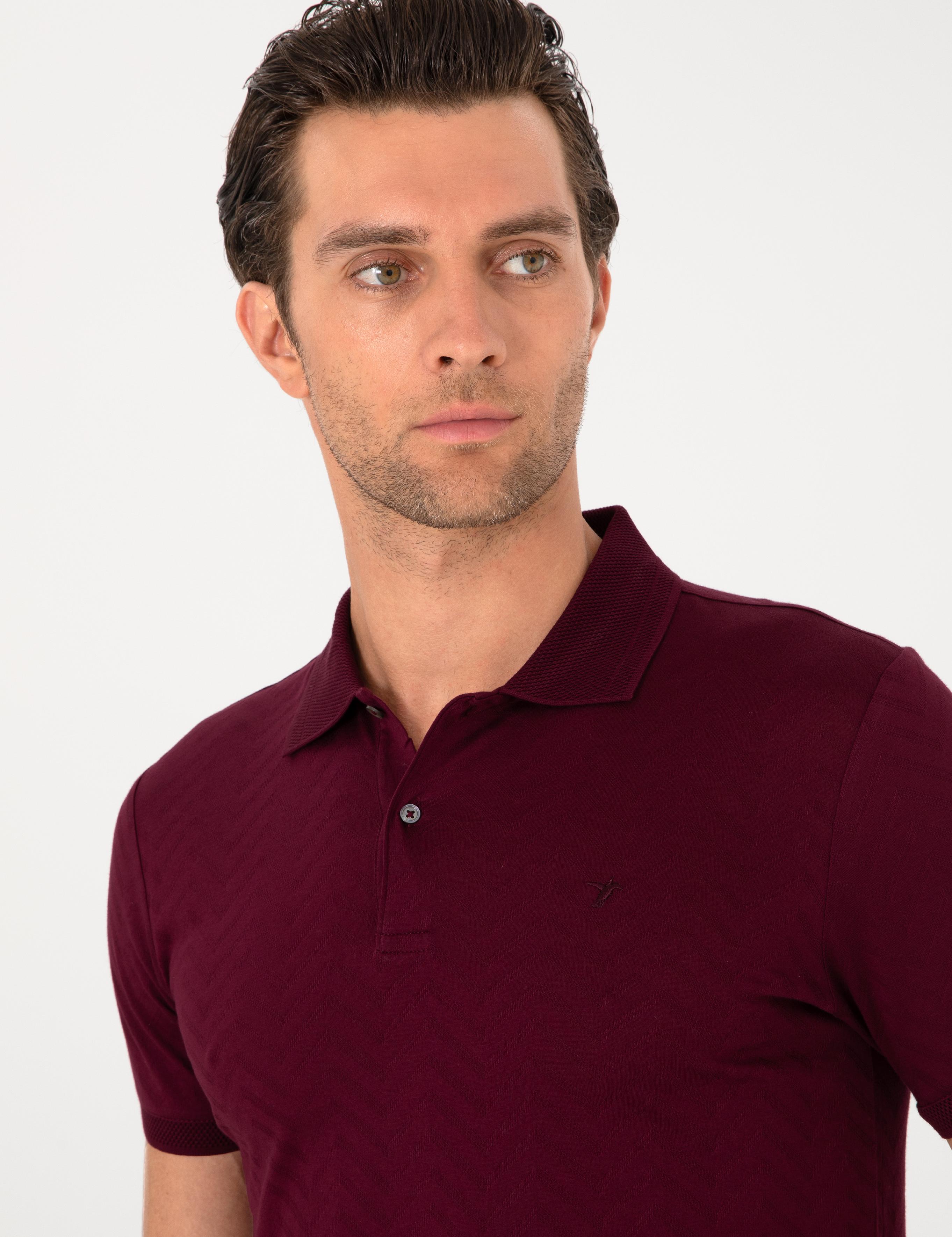Bordo Slim Fit %100 Pamuk Polo Yaka T-shirt - 50300721050